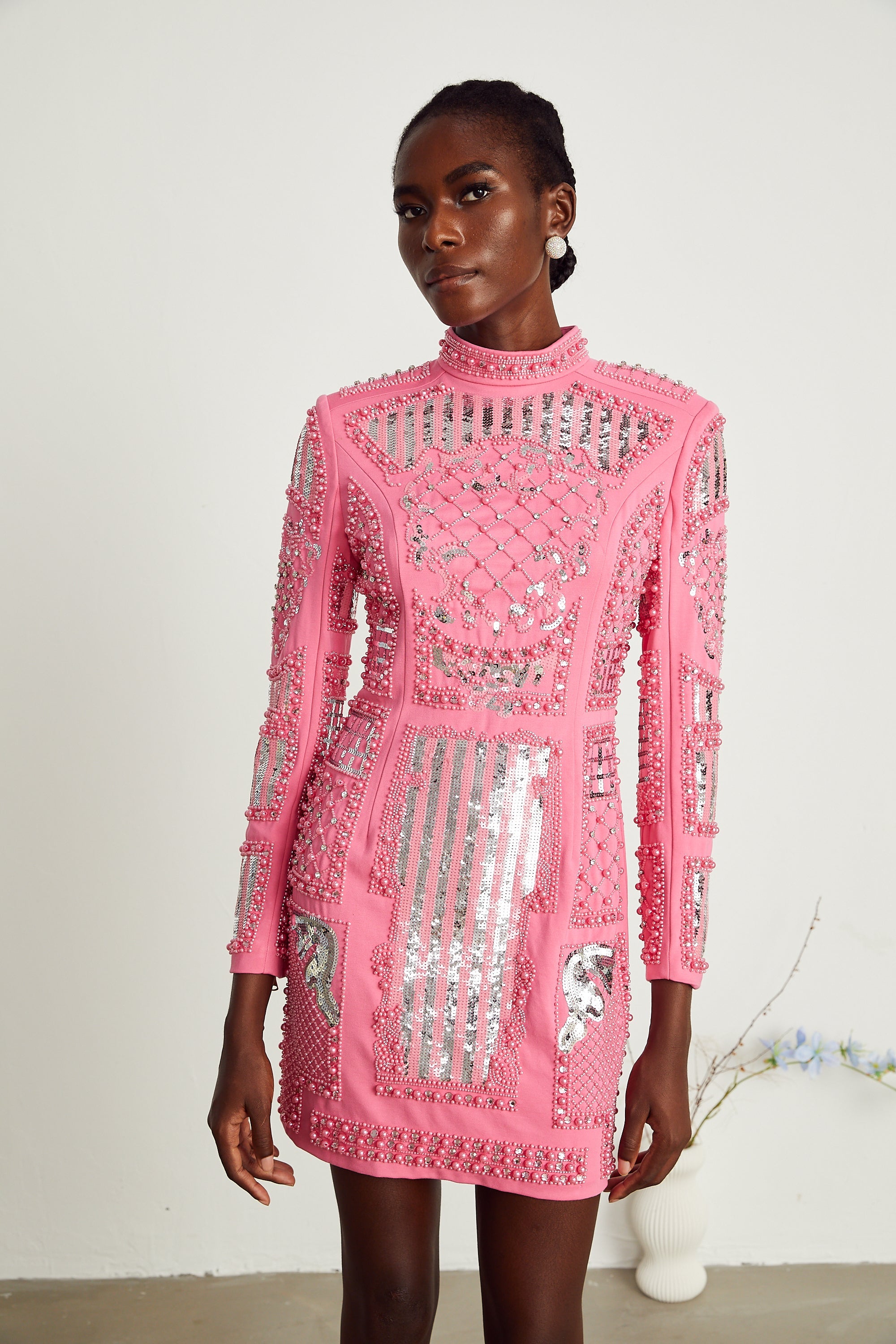 Violette pink embellished mini dress (US Only)