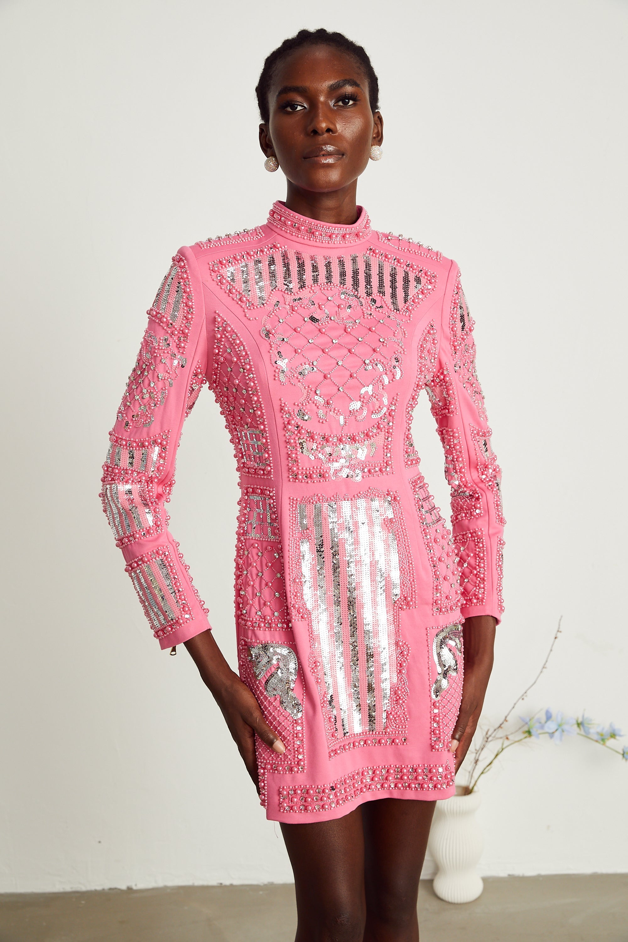 Violette pink embellished mini dress (US Only)