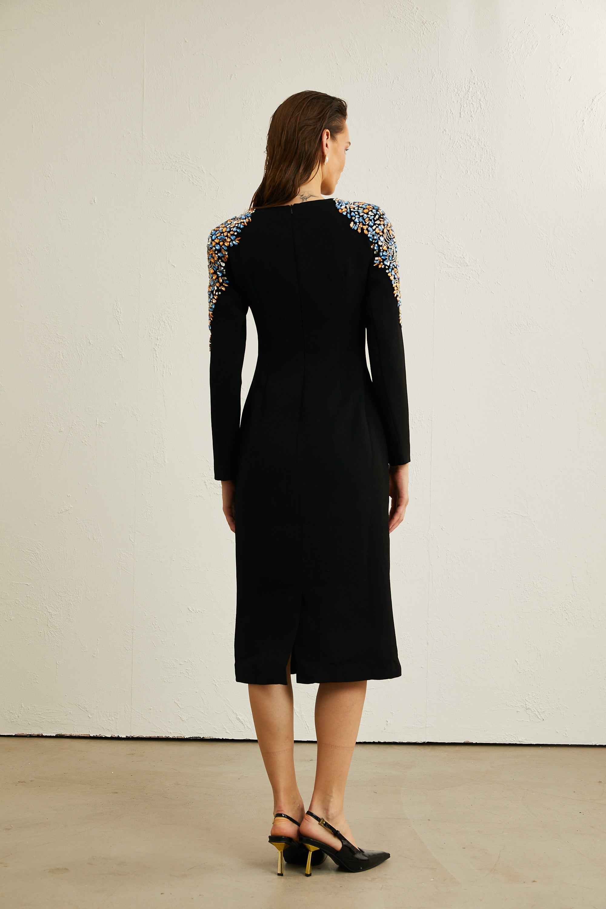 Maëlys black crystal-embellished midi dress (US Only)