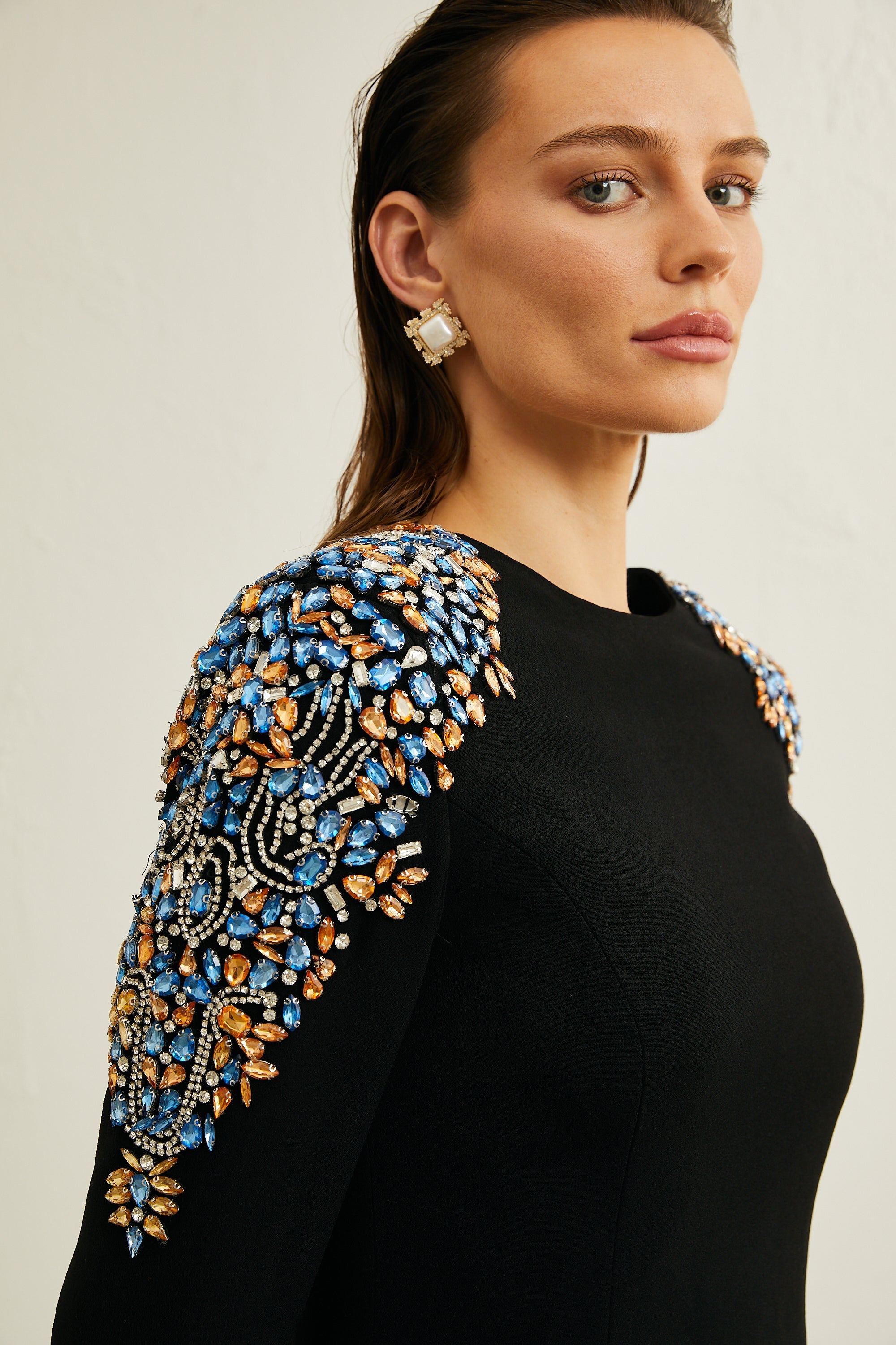 Maëlys black crystal-embellished midi dress (Final Sale)