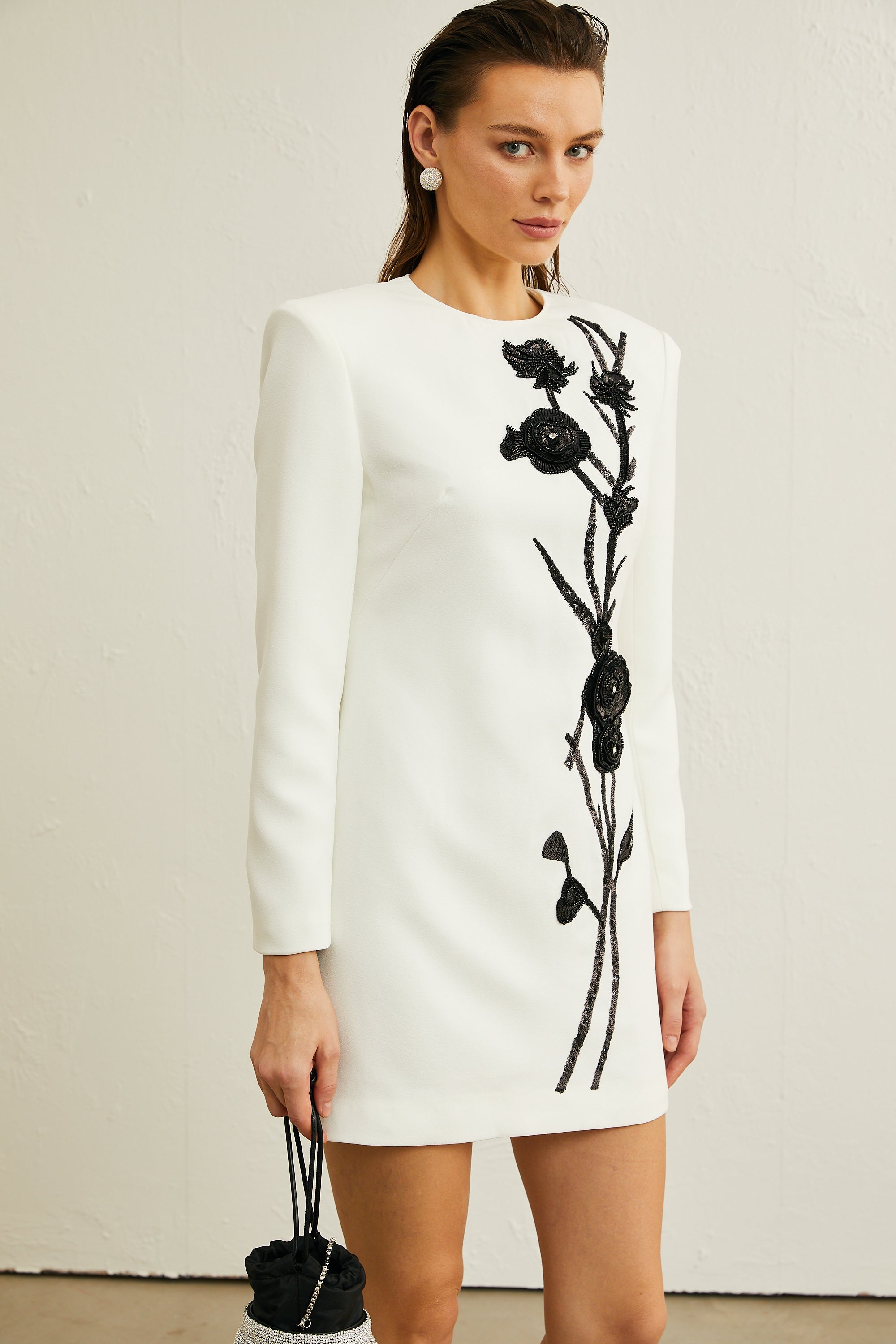 Vanessa white faux-flower embellished mini dress (Final Sale-US Only)