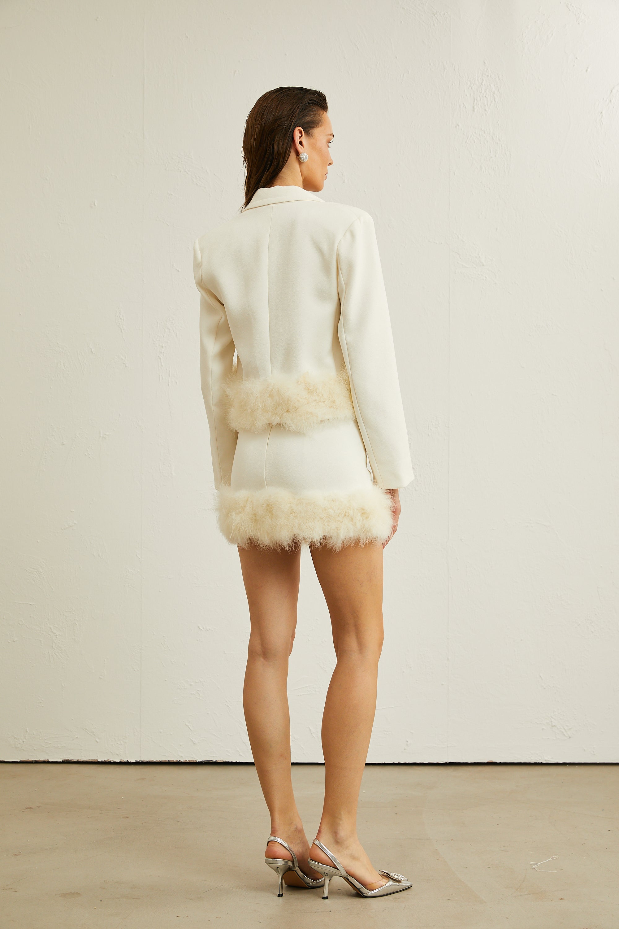 Valérie feather-hem blazer & skirt matching set (US Only)
