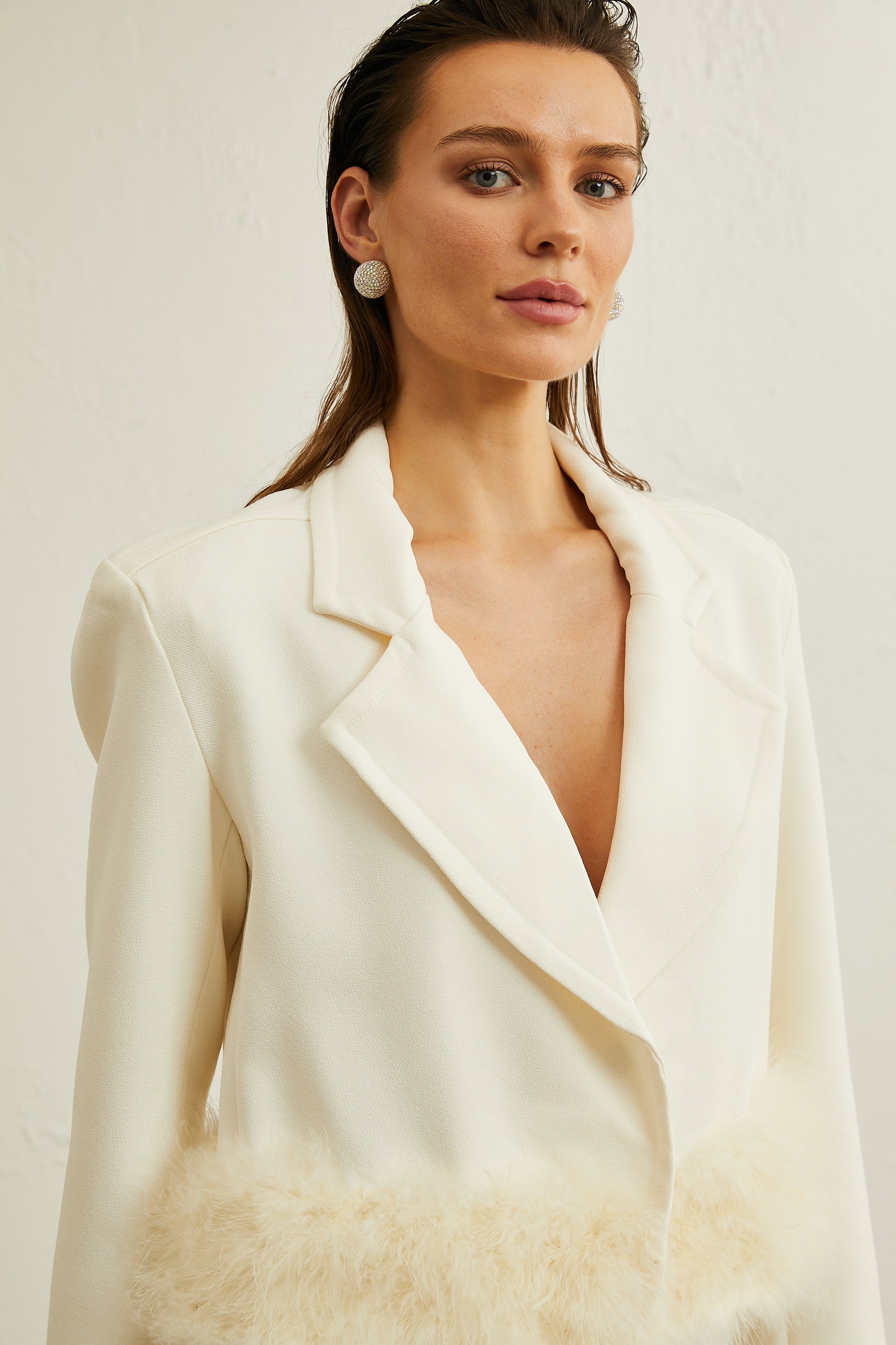 Valérie feather-hem blazer & skirt matching set (US Only)