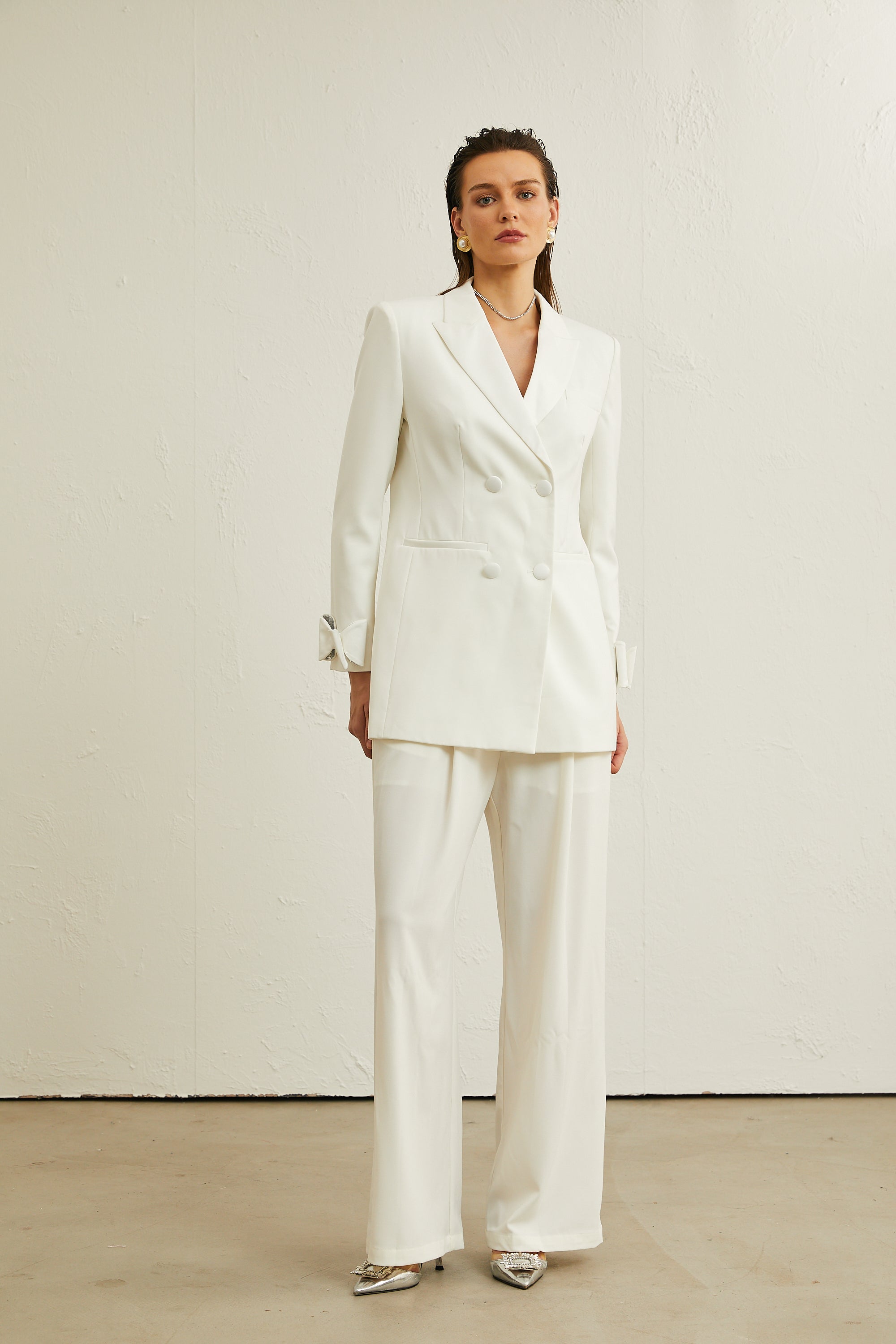 Margaux white bow-embellished wool jacket (Final Sale-US Only)