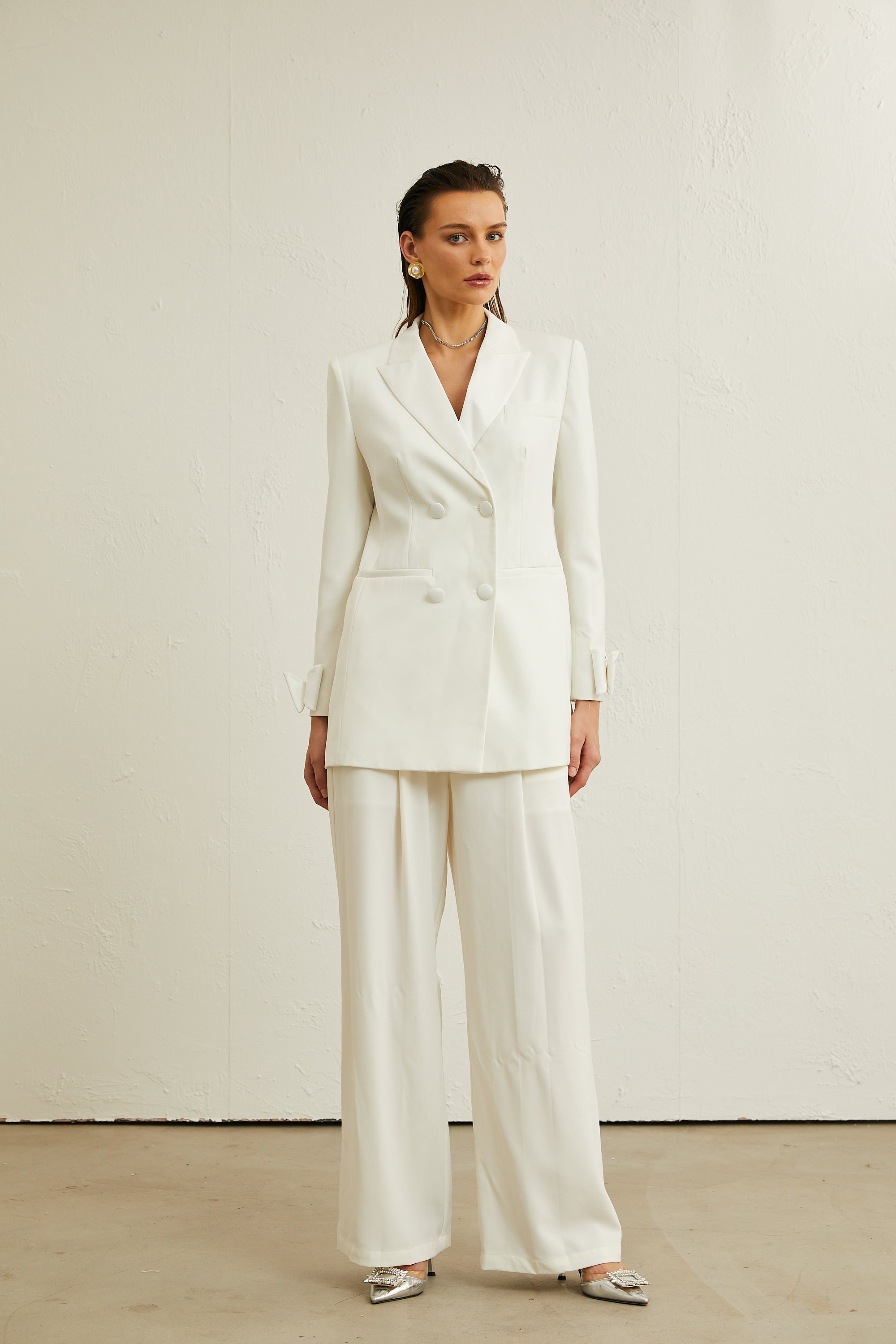 Margaux white bow-embellished wool jacket (Final Sale-US Only)
