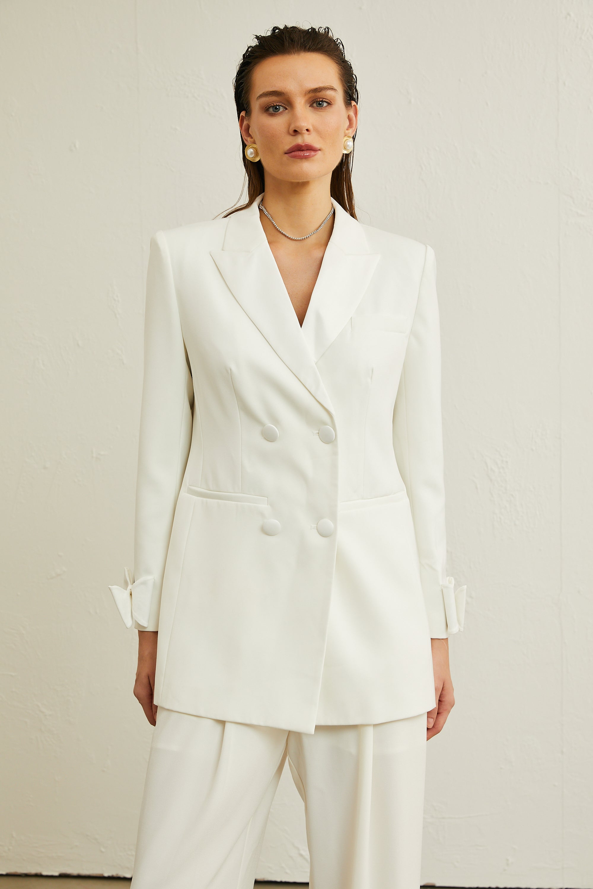 Margaux white bow-embellished wool jacket (Final Sale-US Only)