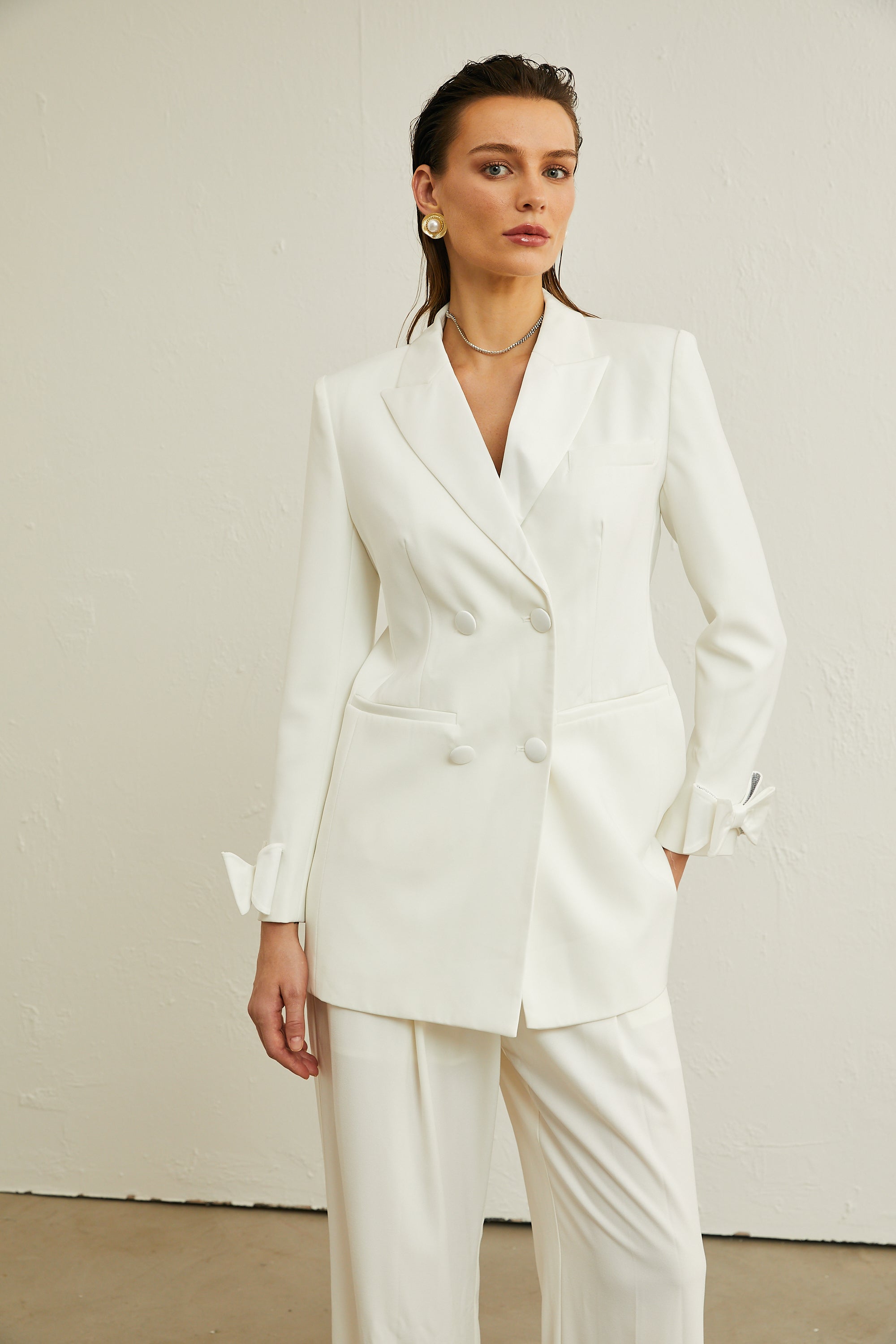 Margaux white bow-embellished wool jacket (Final Sale-US Only)