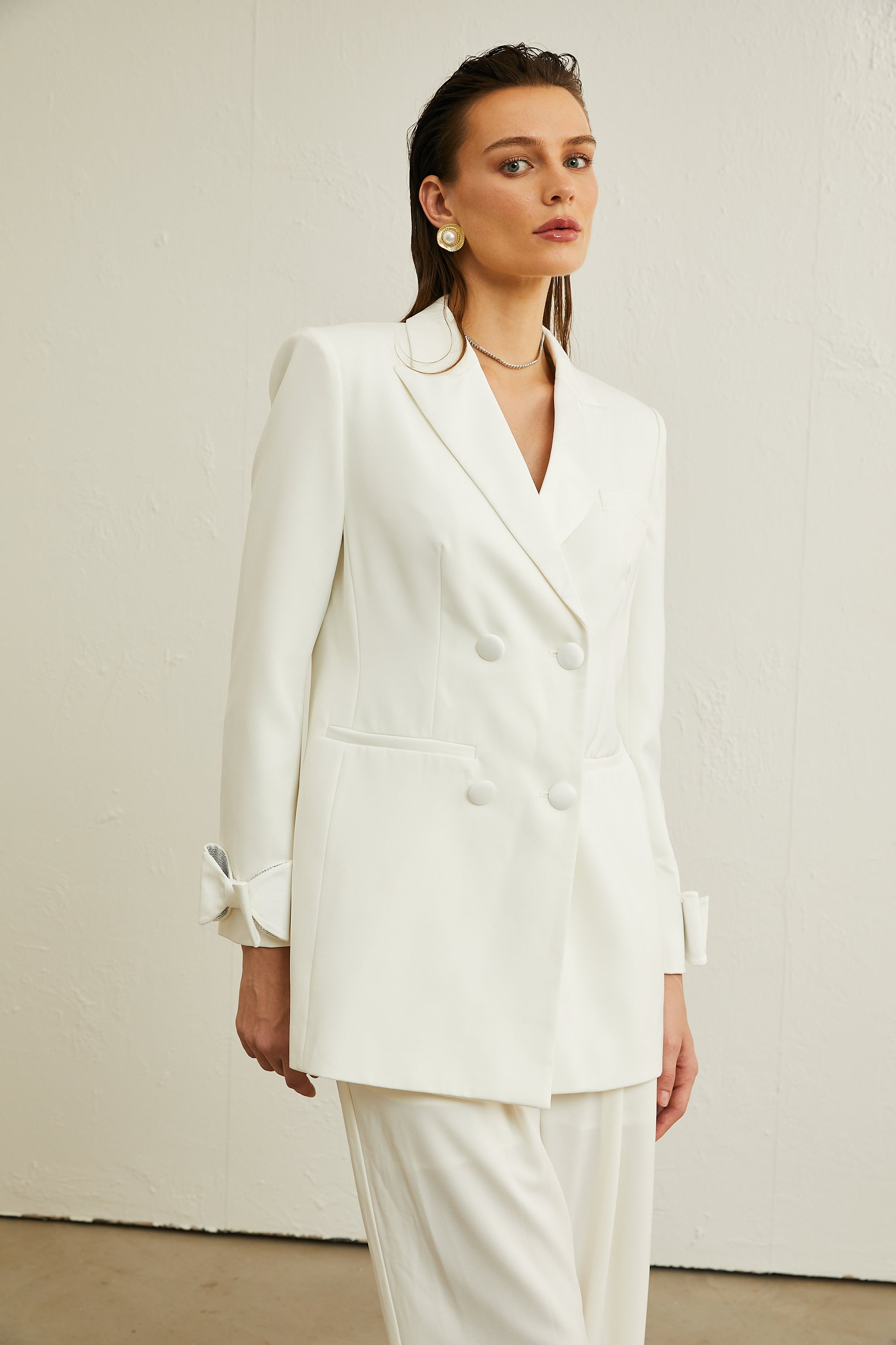Margaux white bow-embellished wool jacket (Final Sale-US Only)