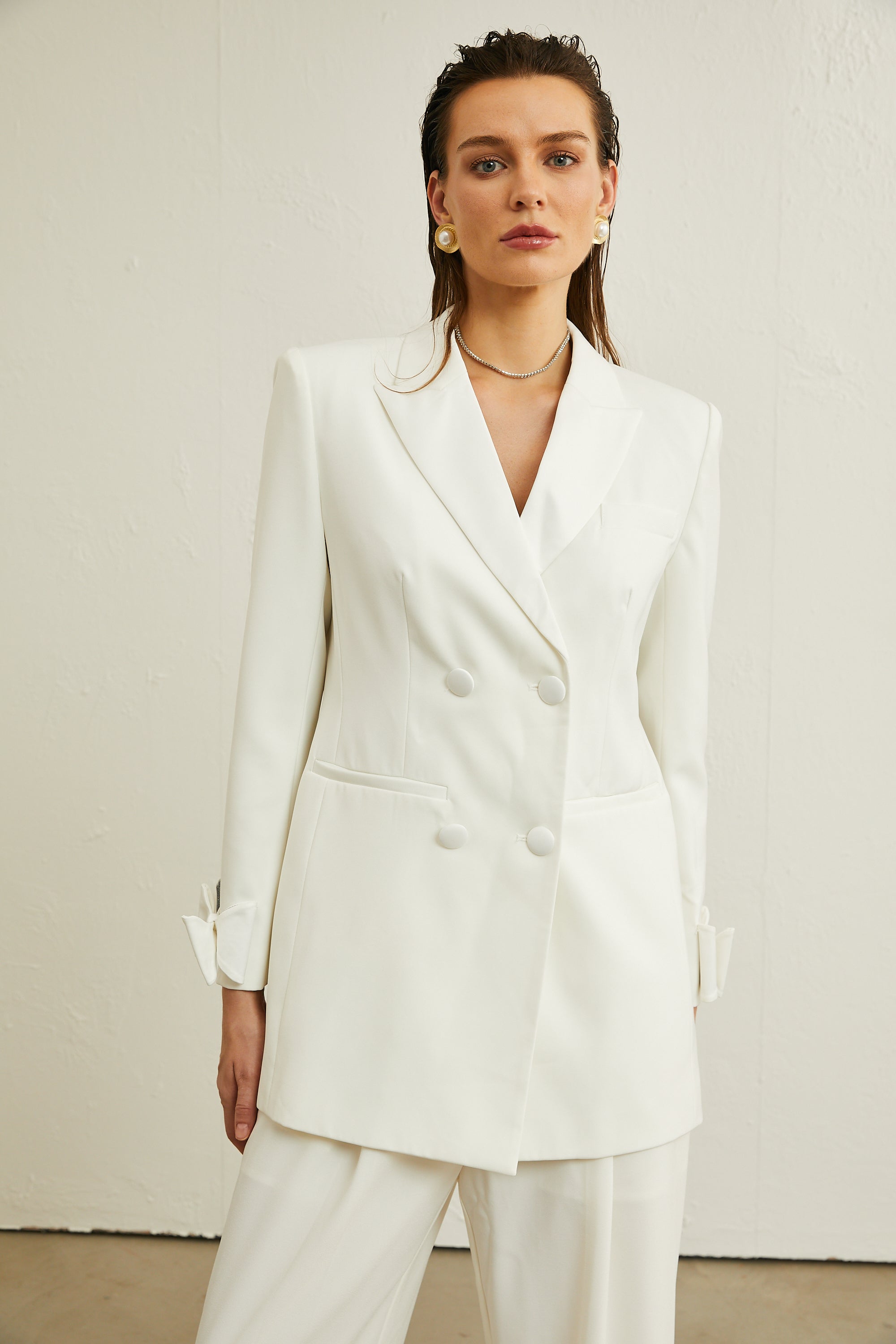 Margaux white bow-embellished wool jacket (Final Sale-US Only)