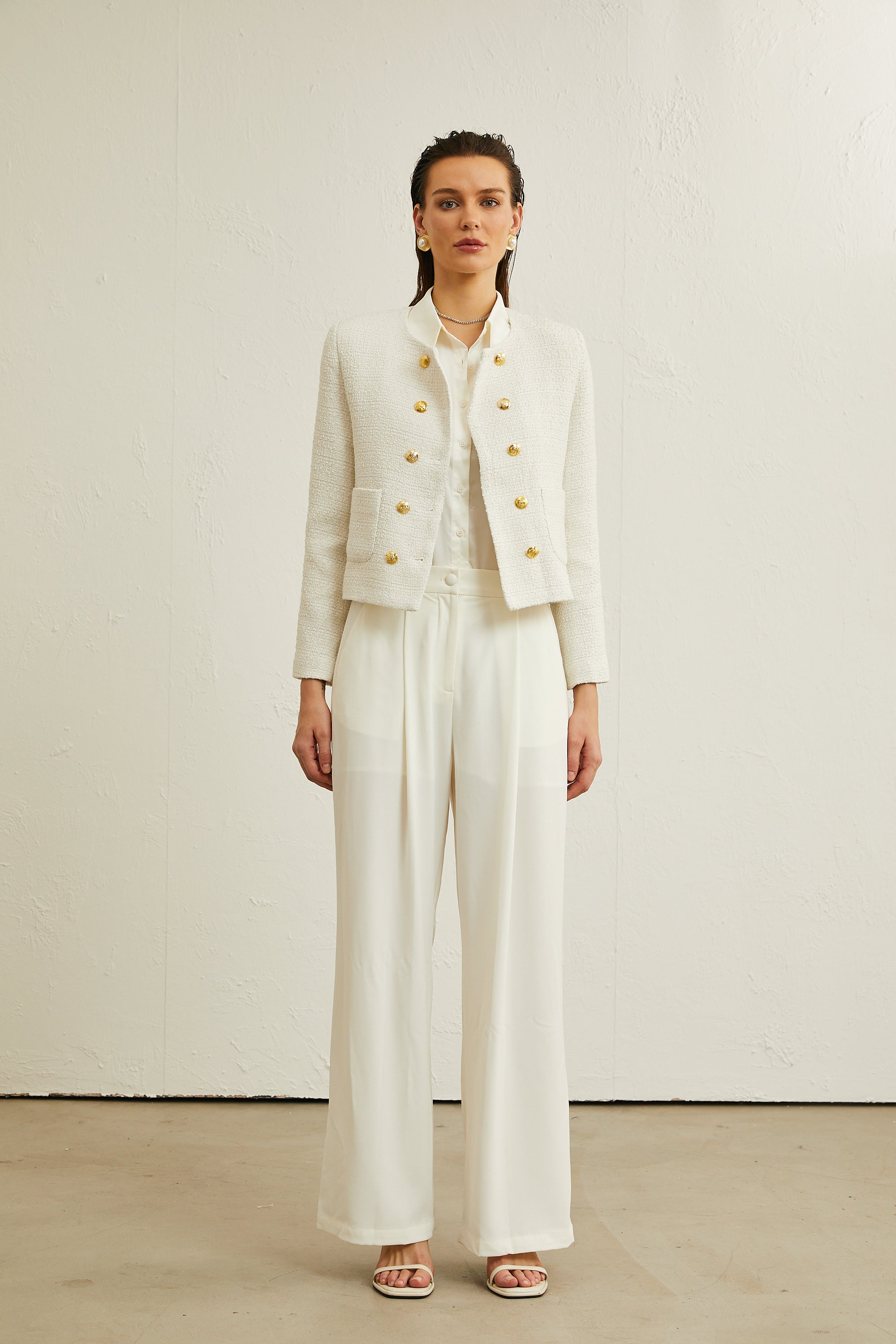 Thérèse white tweed double-breasted jacket (Final Sale)