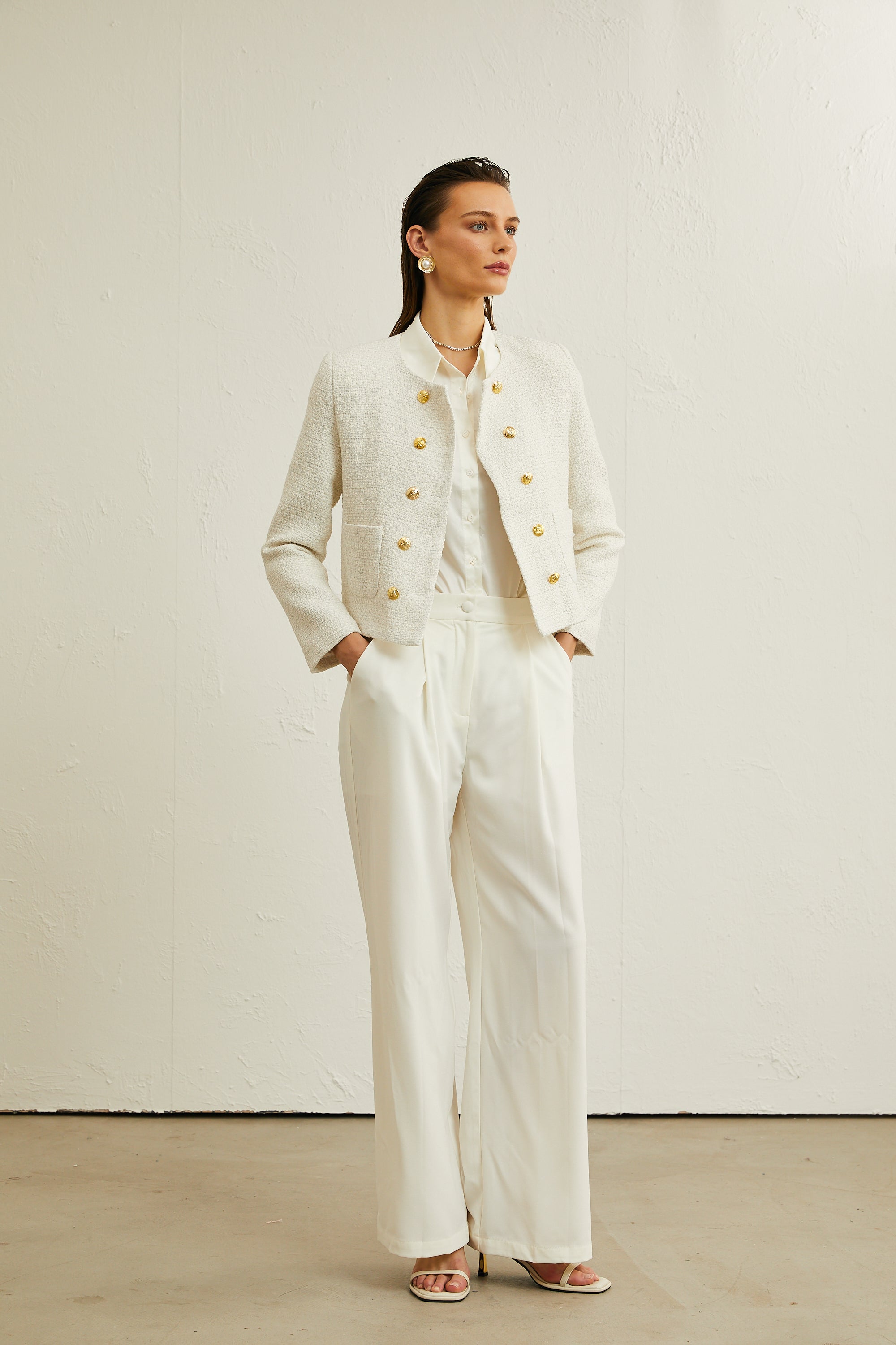Thérèse white tweed double-breasted jacket (Final Sale)