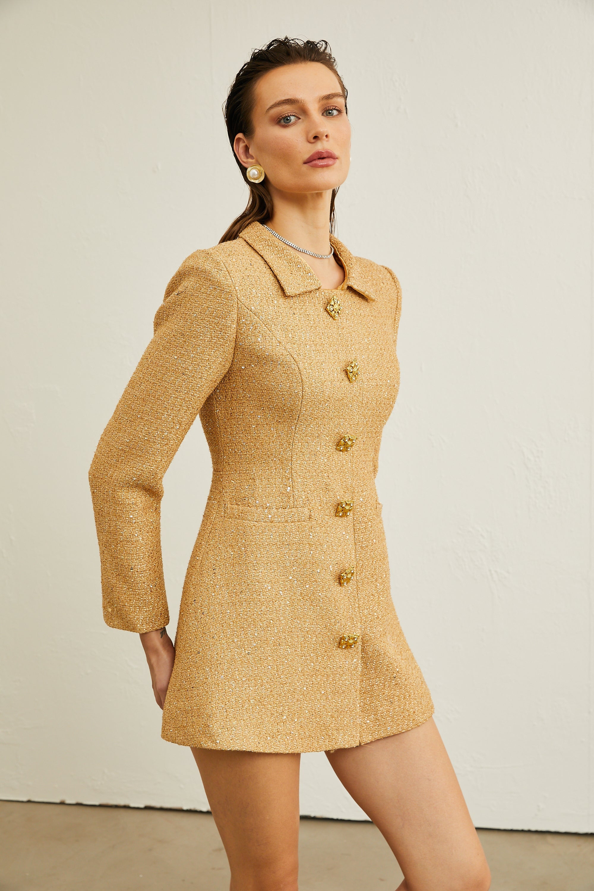 Morgane tweed long-sleeve mini dress (Final Sale)