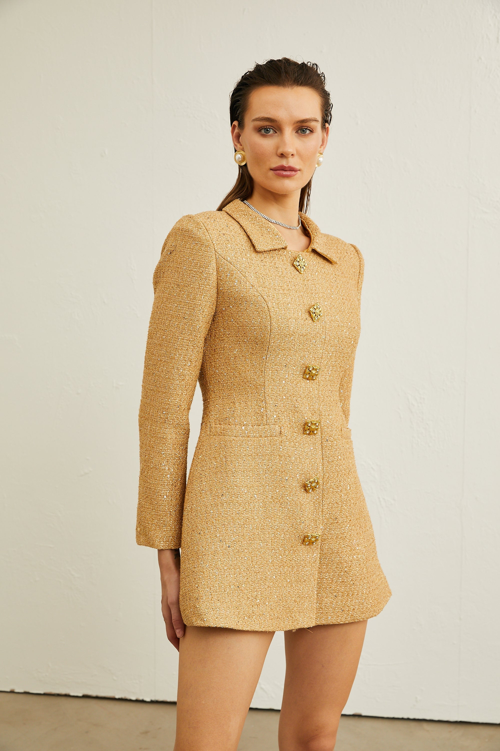 Morgane tweed long-sleeve mini dress (Final Sale)