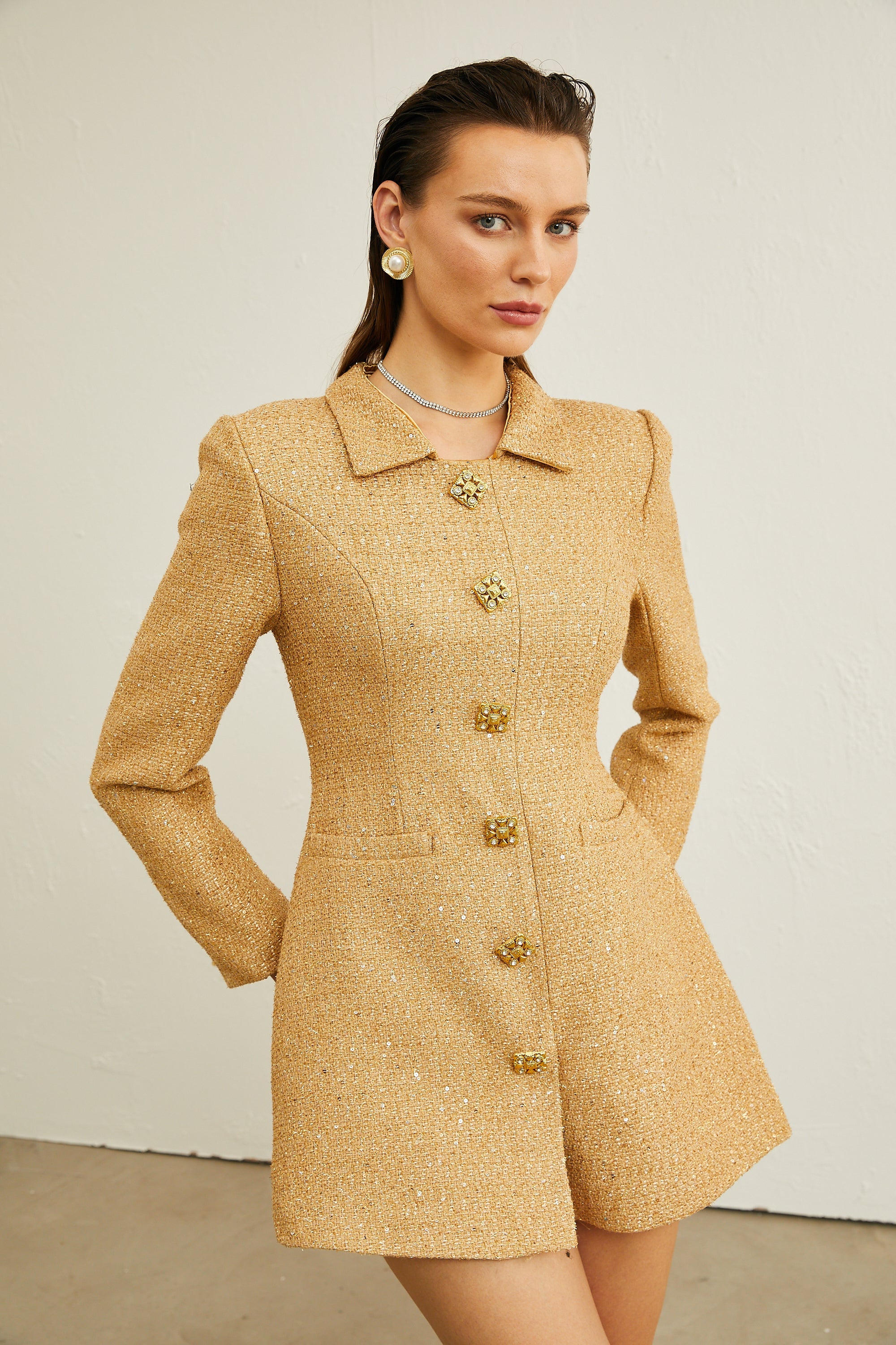 Morgane tweed long-sleeve mini dress (Final Sale)