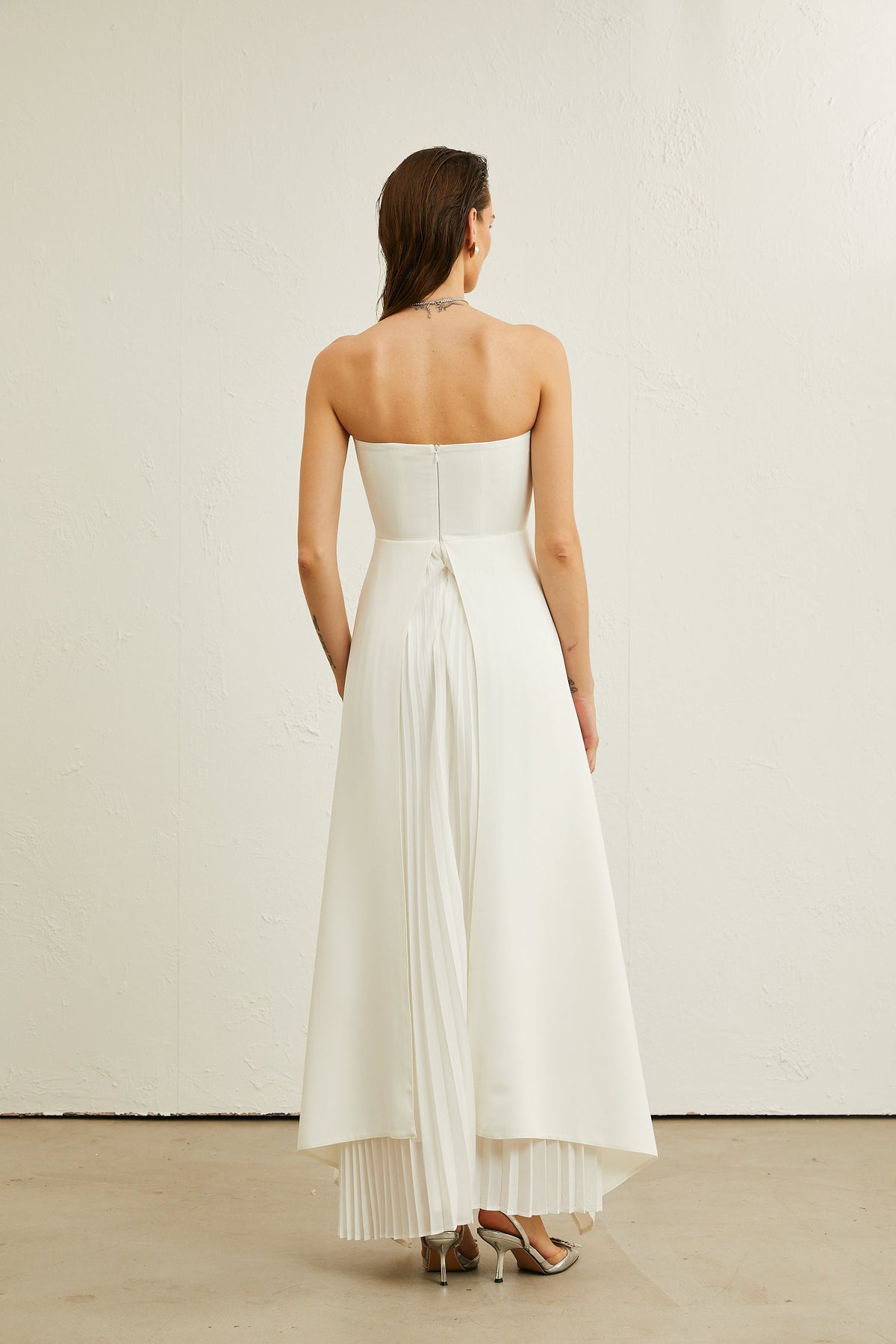 Vanessa white pleated off-shoulder maxi dress - White