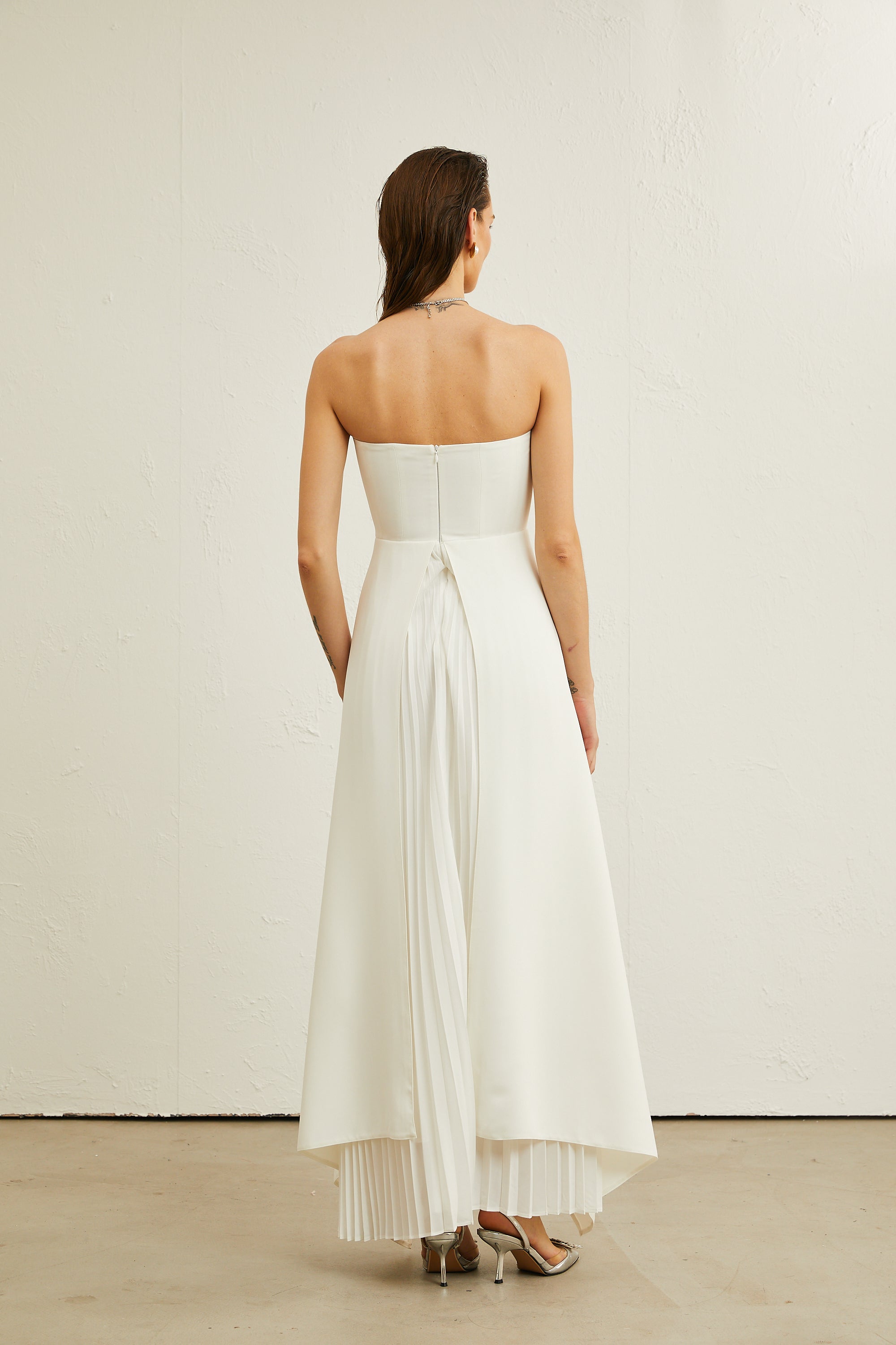 Vanessa white pleated off-shoulder maxi dress (Final Sale-US Only)