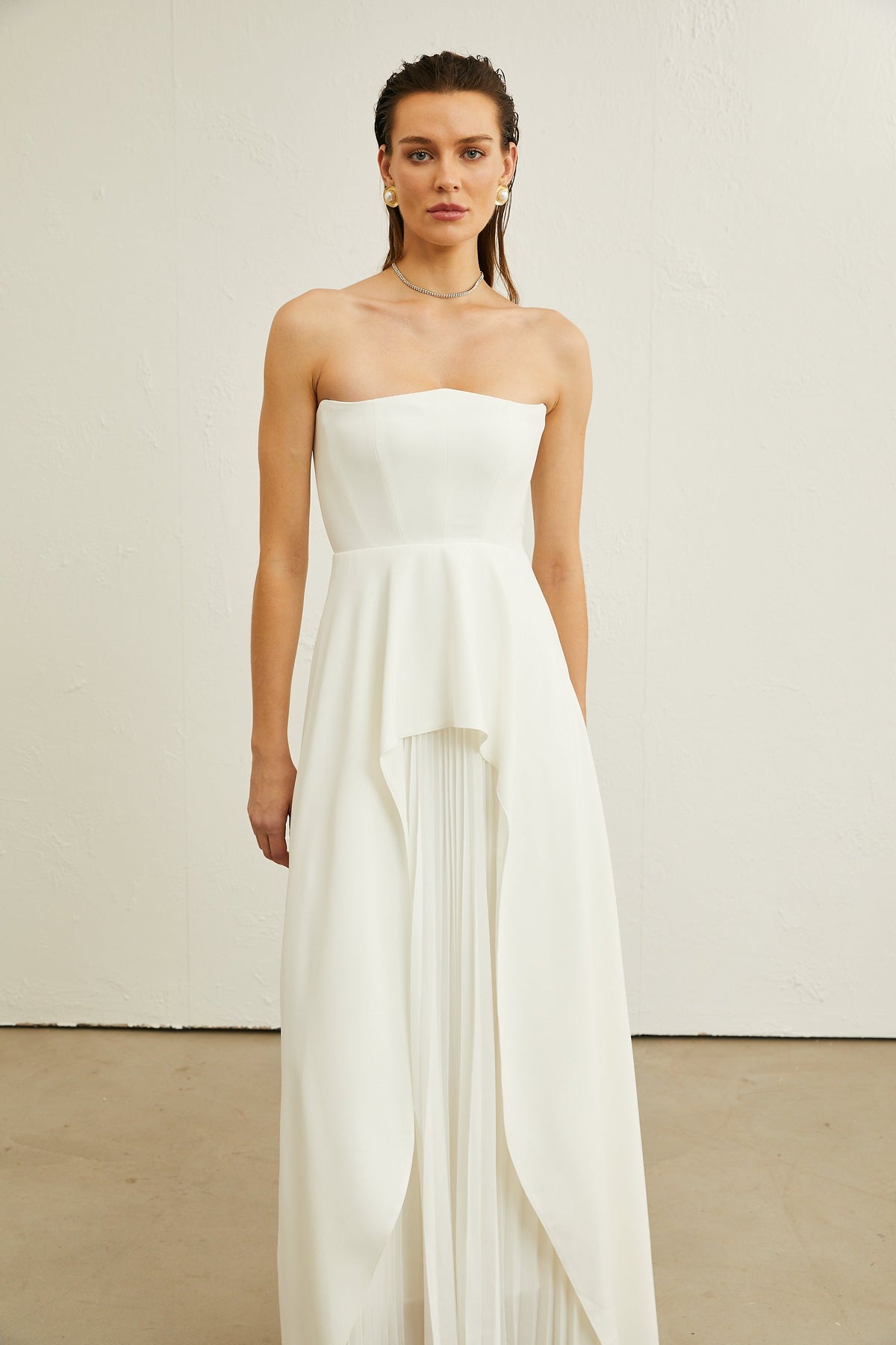 Vanessa white pleated off-shoulder maxi dress - White