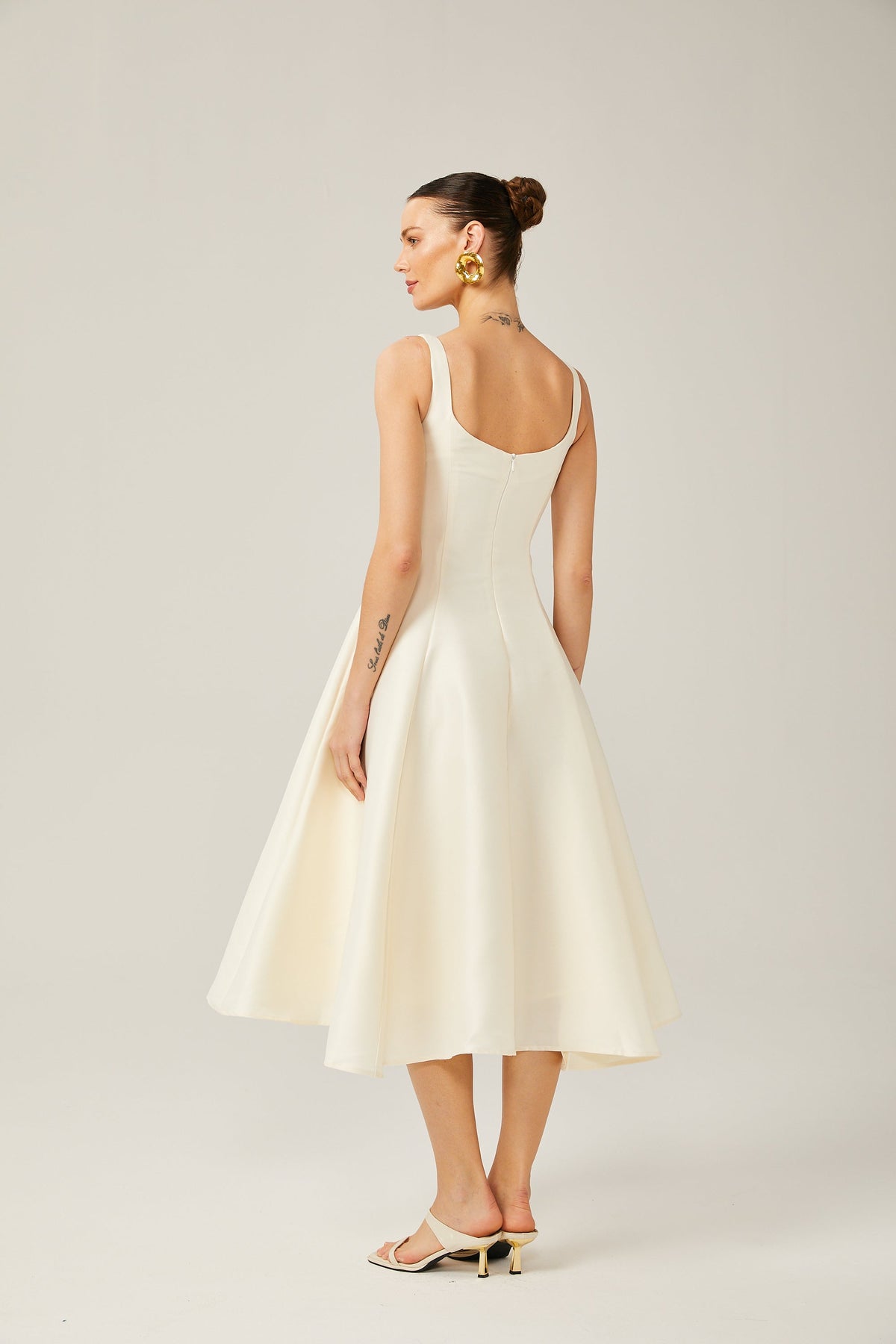 Léonor satin fitted flared midi dress (Final Sale-US Only)