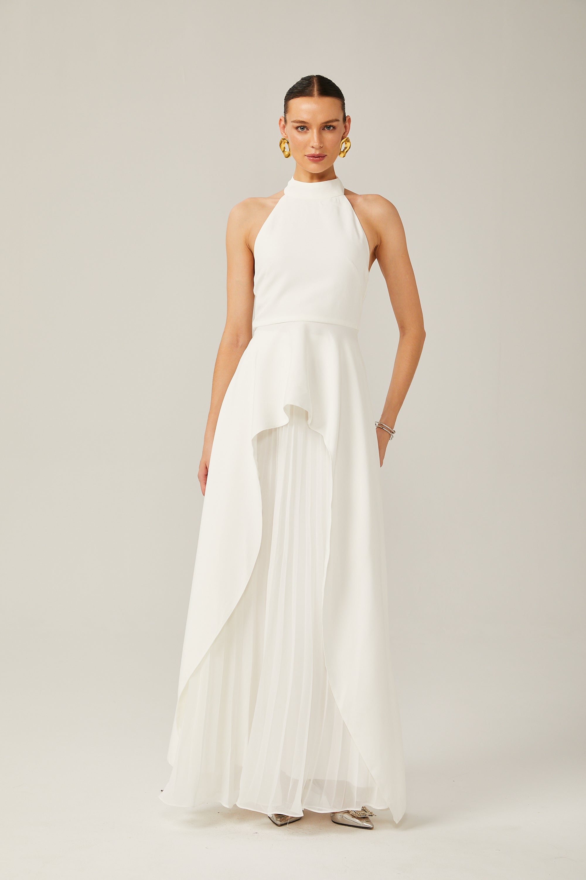 Inés halterneck layered long dress (Final Sale-US Only)