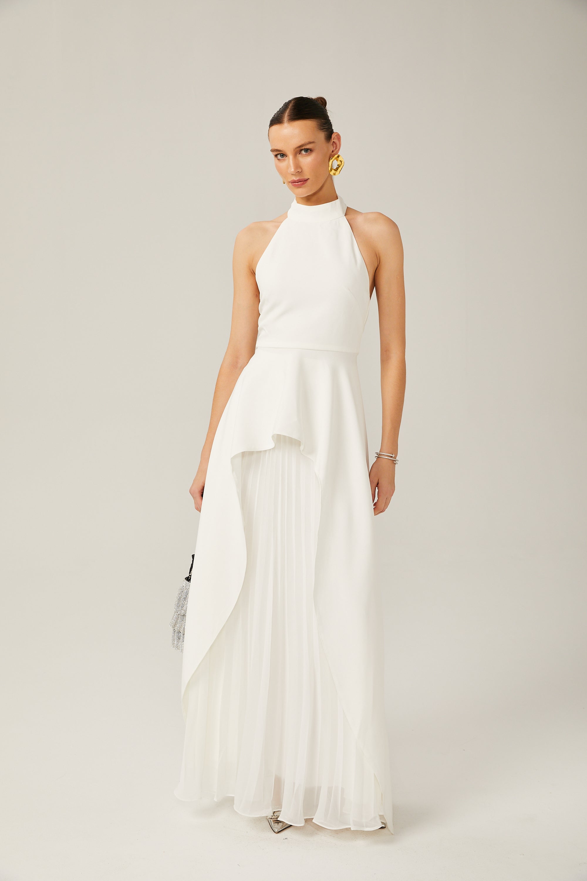 Inés halterneck layered long dress (Final Sale-US Only)