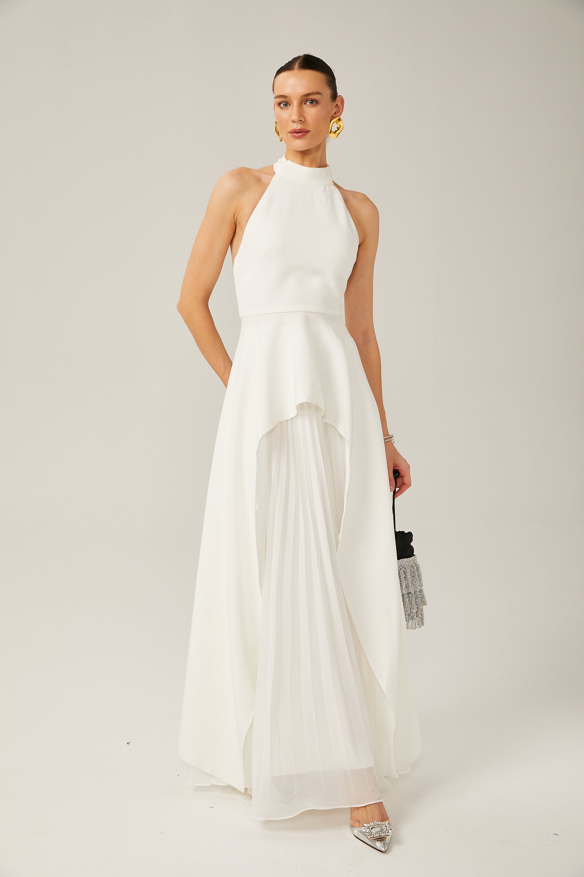 Inés halterneck layered long dress (Final Sale-US Only)