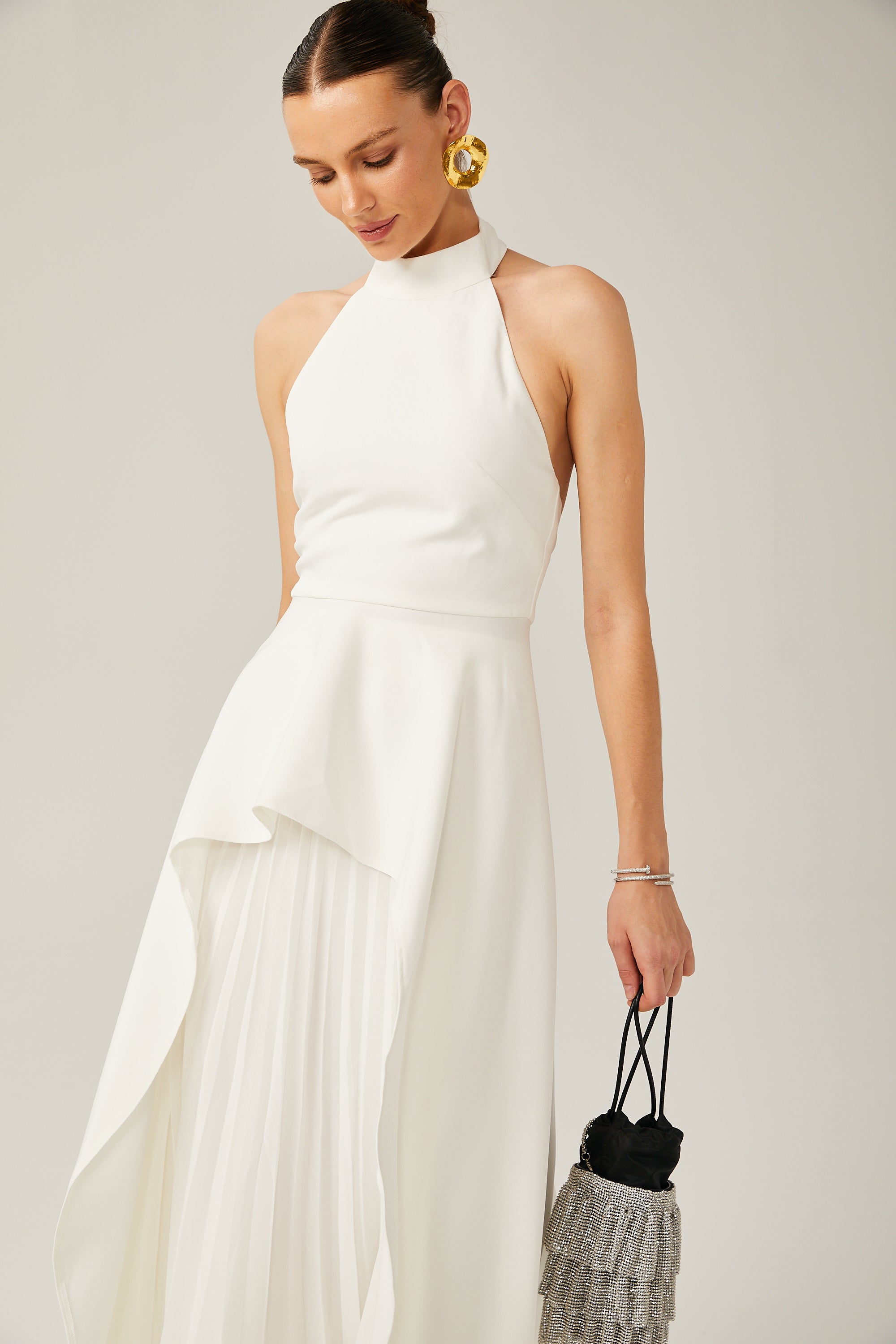Inés halterneck layered long dress (Final Sale-US Only)