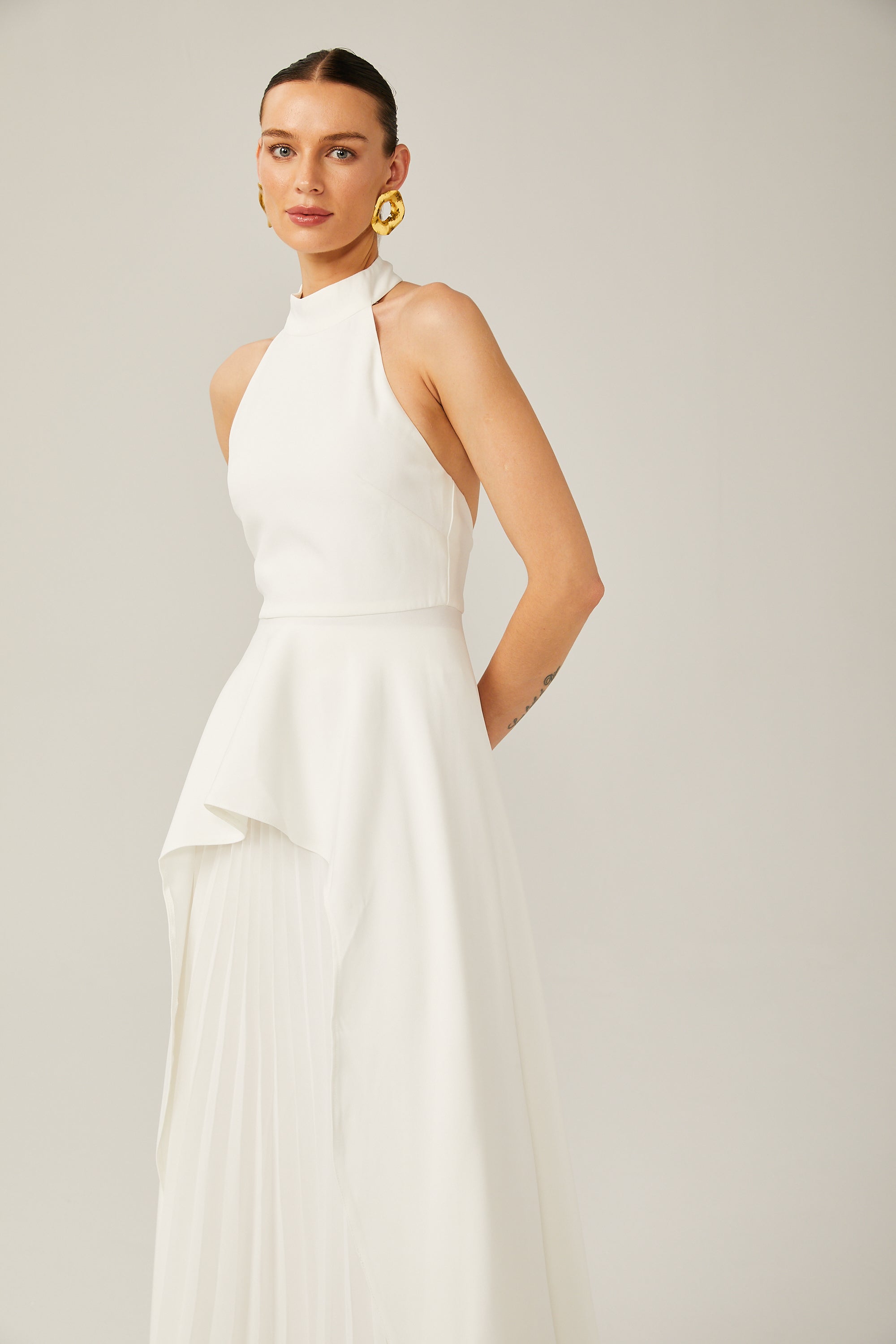 Inés halterneck layered long dress (Final Sale-US Only)