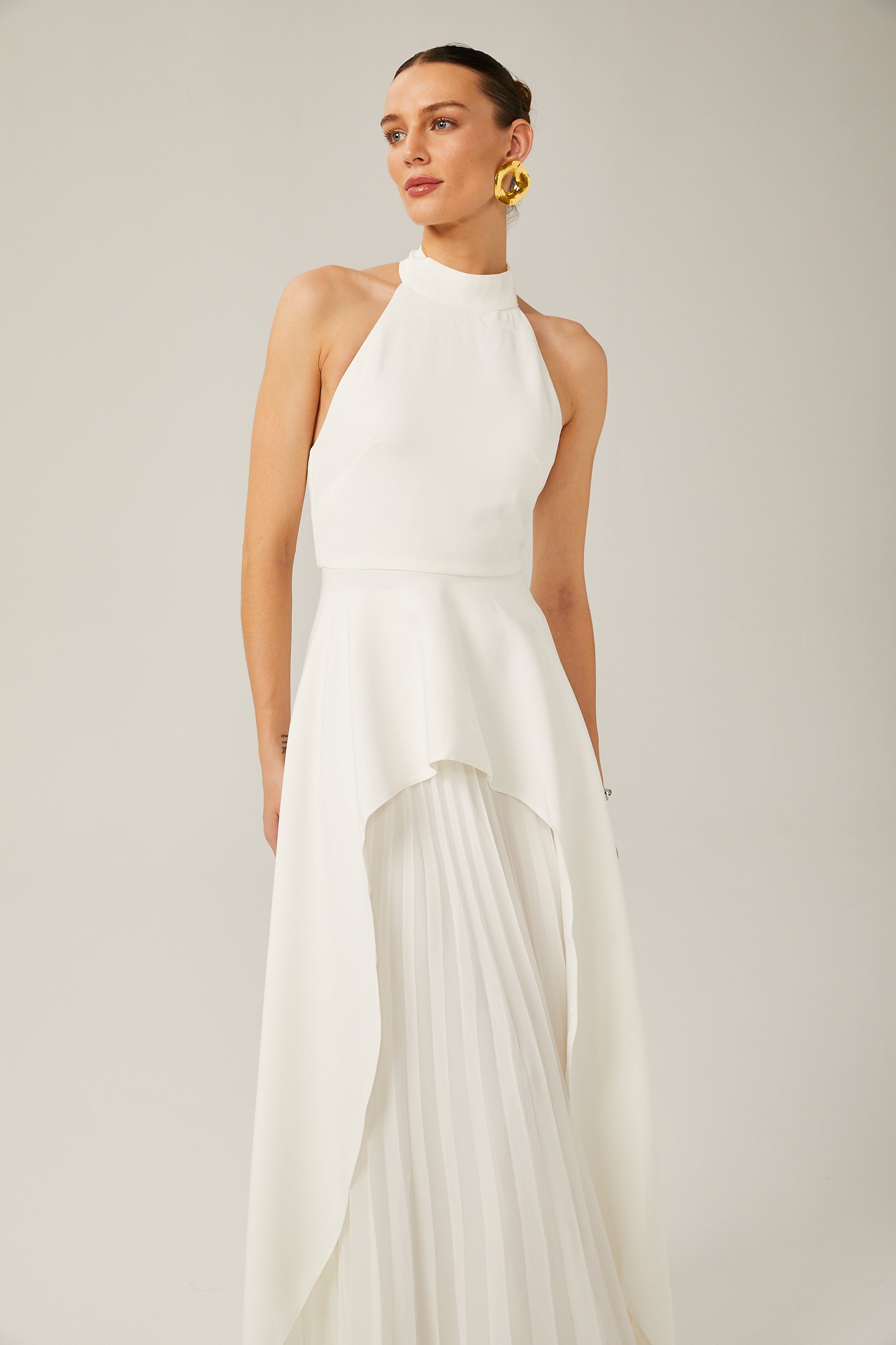 Inés halterneck layered long dress (US Only)