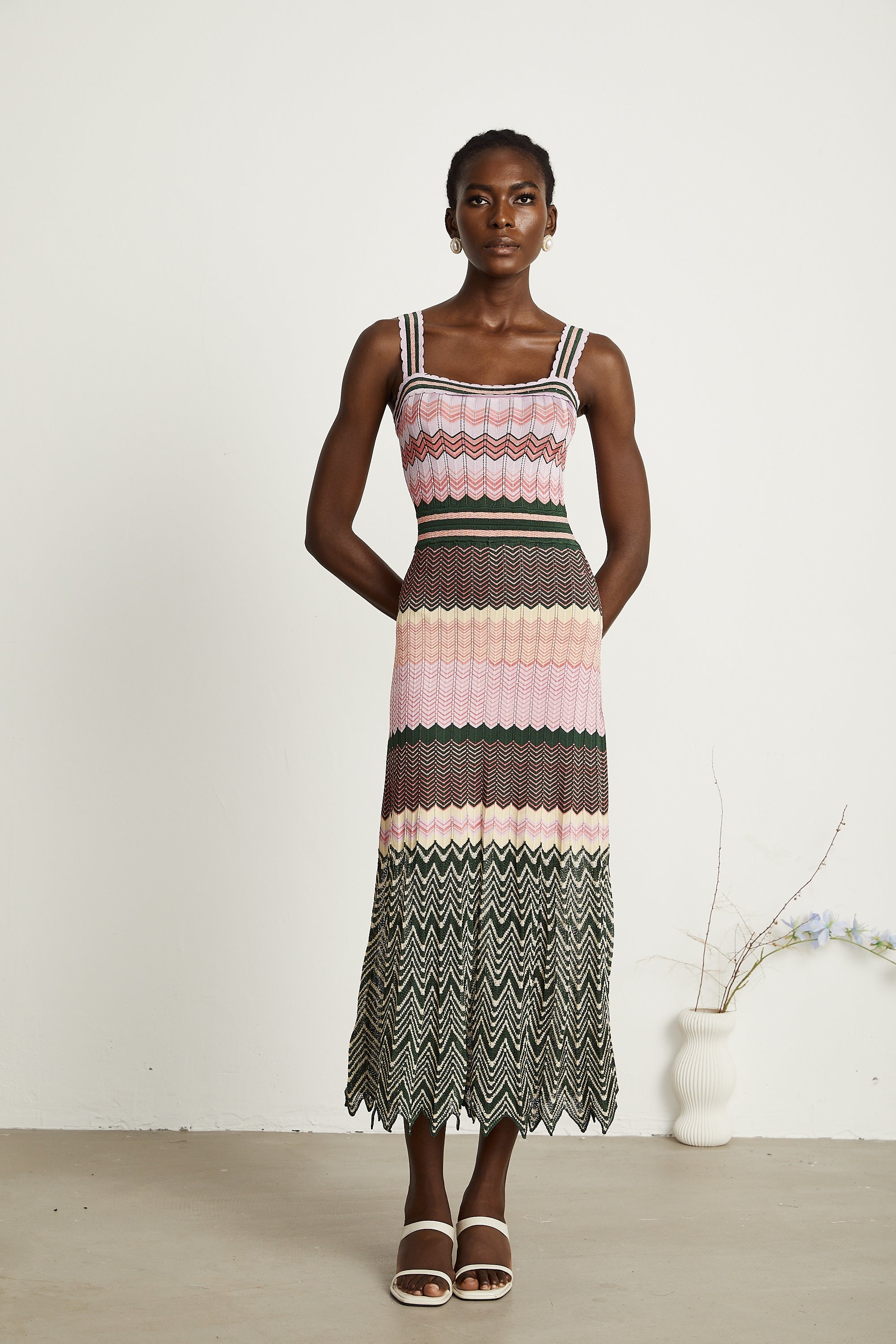 Daphné contrast-color knitted midi dress (Final Sale-US Only)