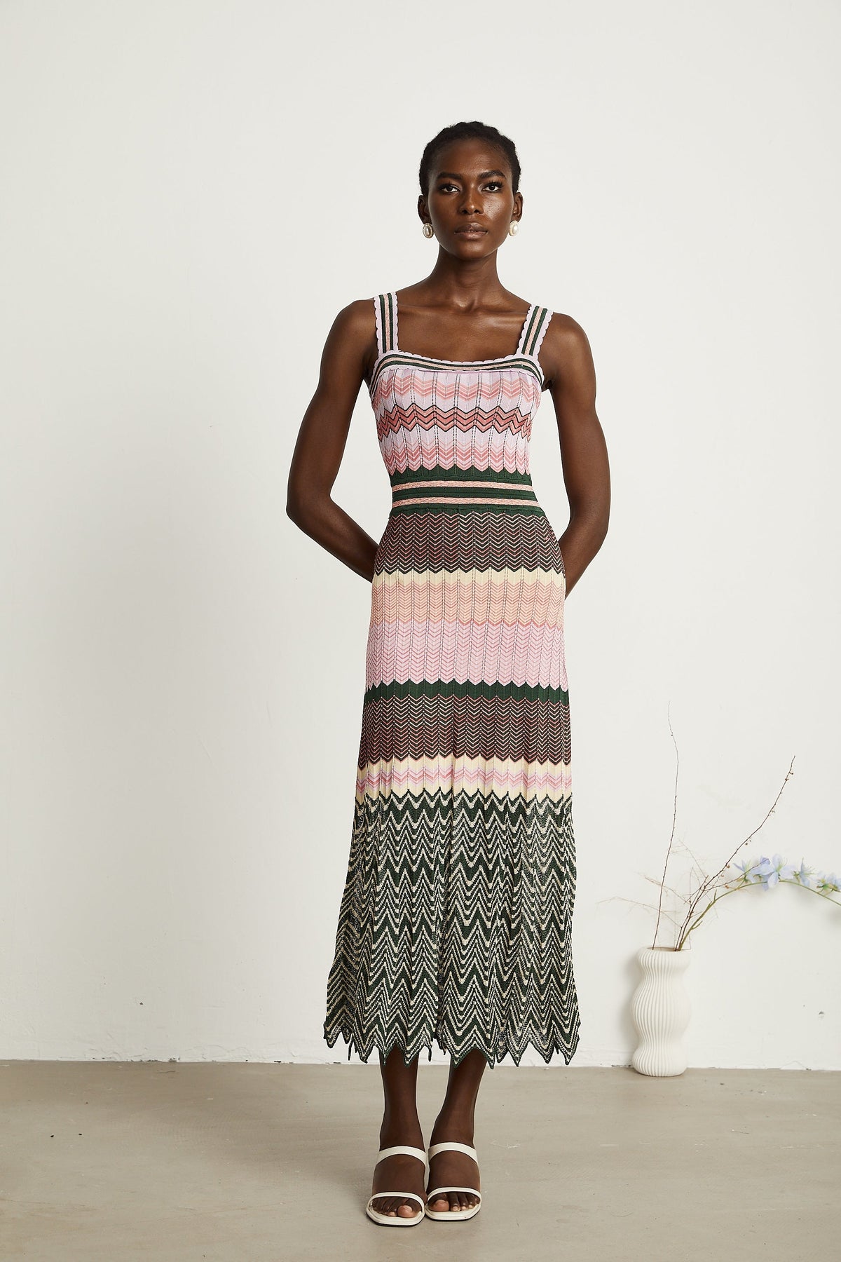 Daphné contrast-color knitted midi dress (Final Sale-US Only)