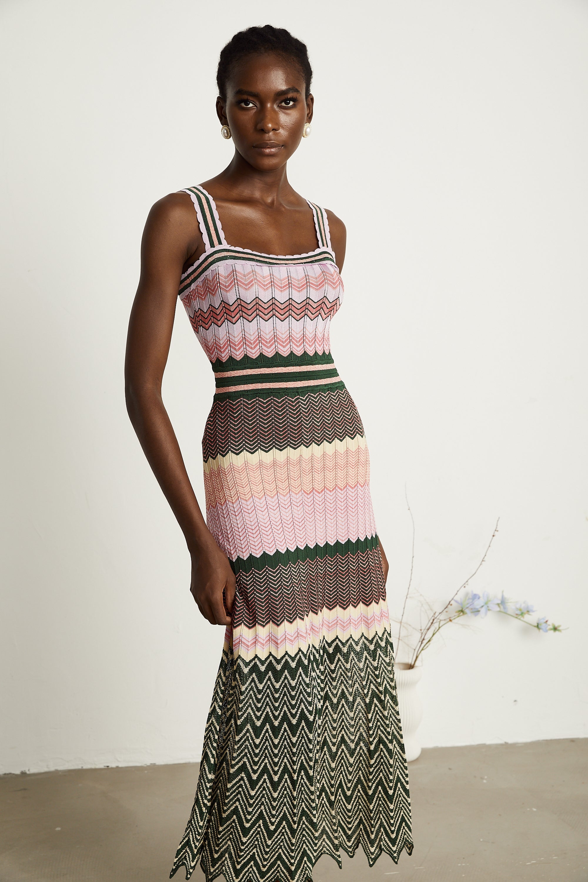 Daphné contrast-color knitted midi dress (Final Sale-US Only)