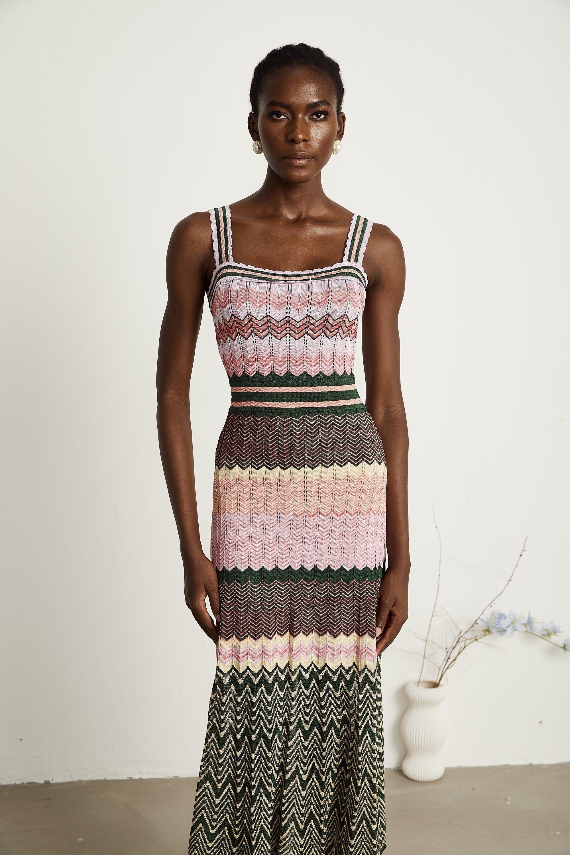 Daphné contrast-color knitted midi dress (Final Sale-US Only)