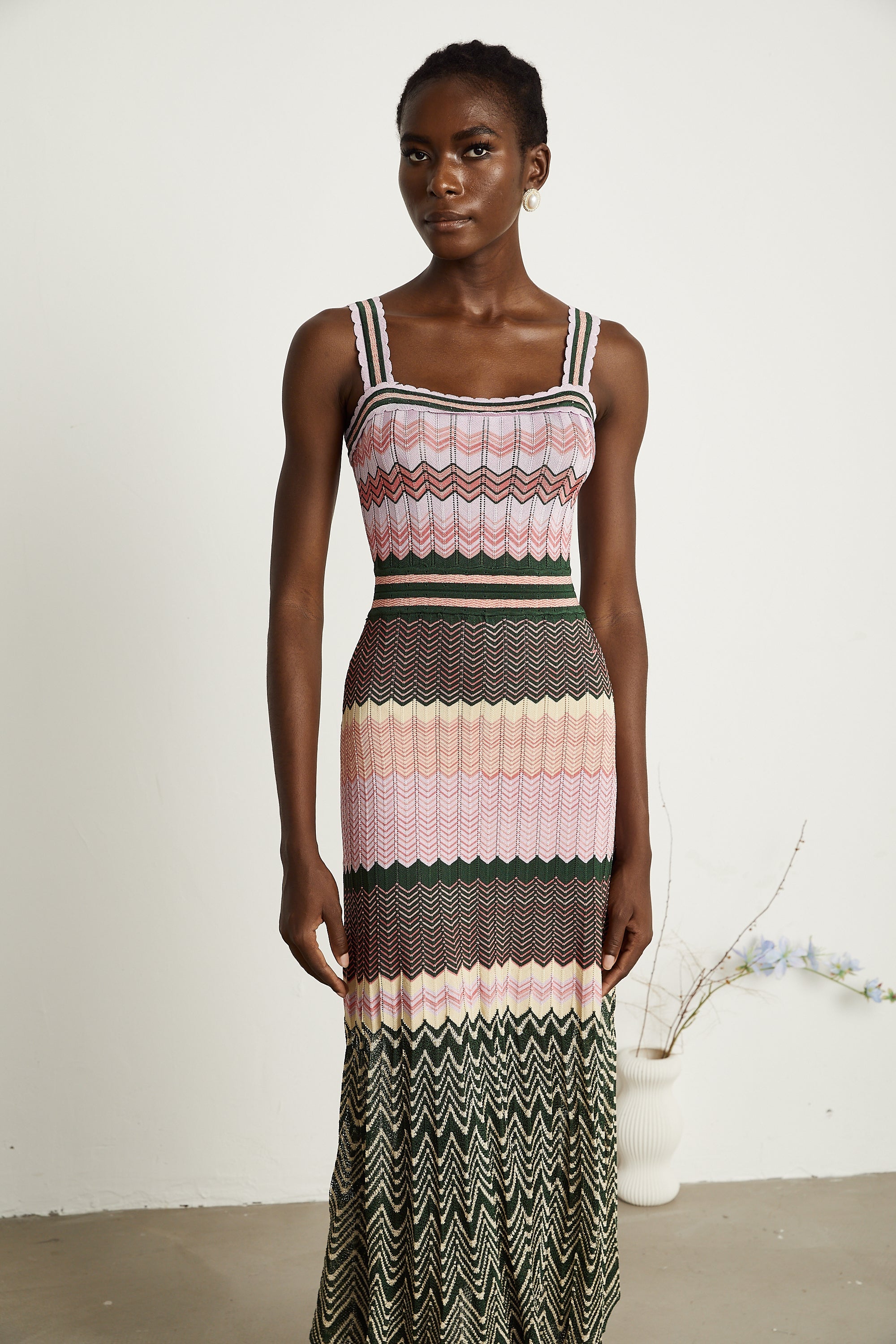 Daphné contrast-color knitted midi dress (Final Sale-US Only)