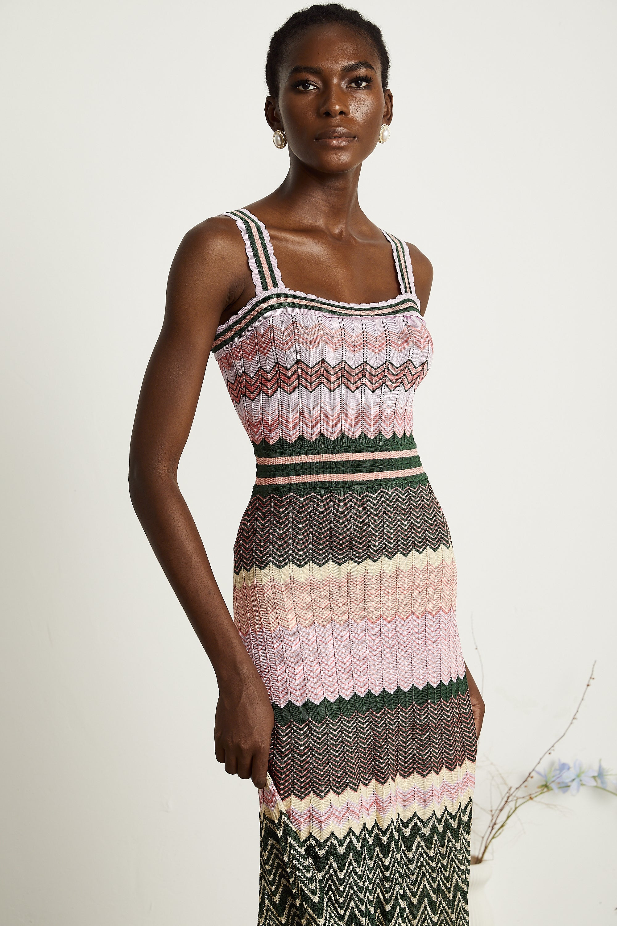 Daphné contrast-color knitted midi dress (Final Sale-US Only)