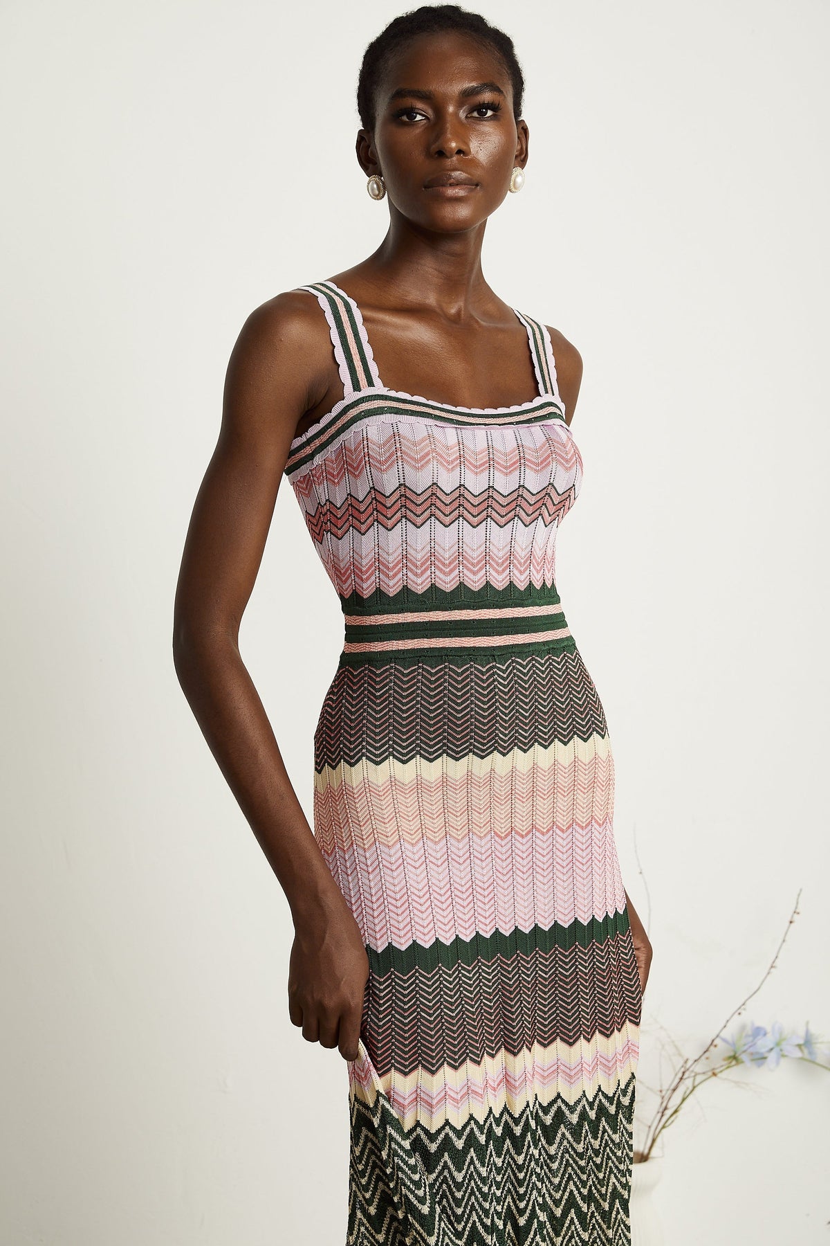 Daphné contrast-color knitted midi dress (Final Sale-US Only)