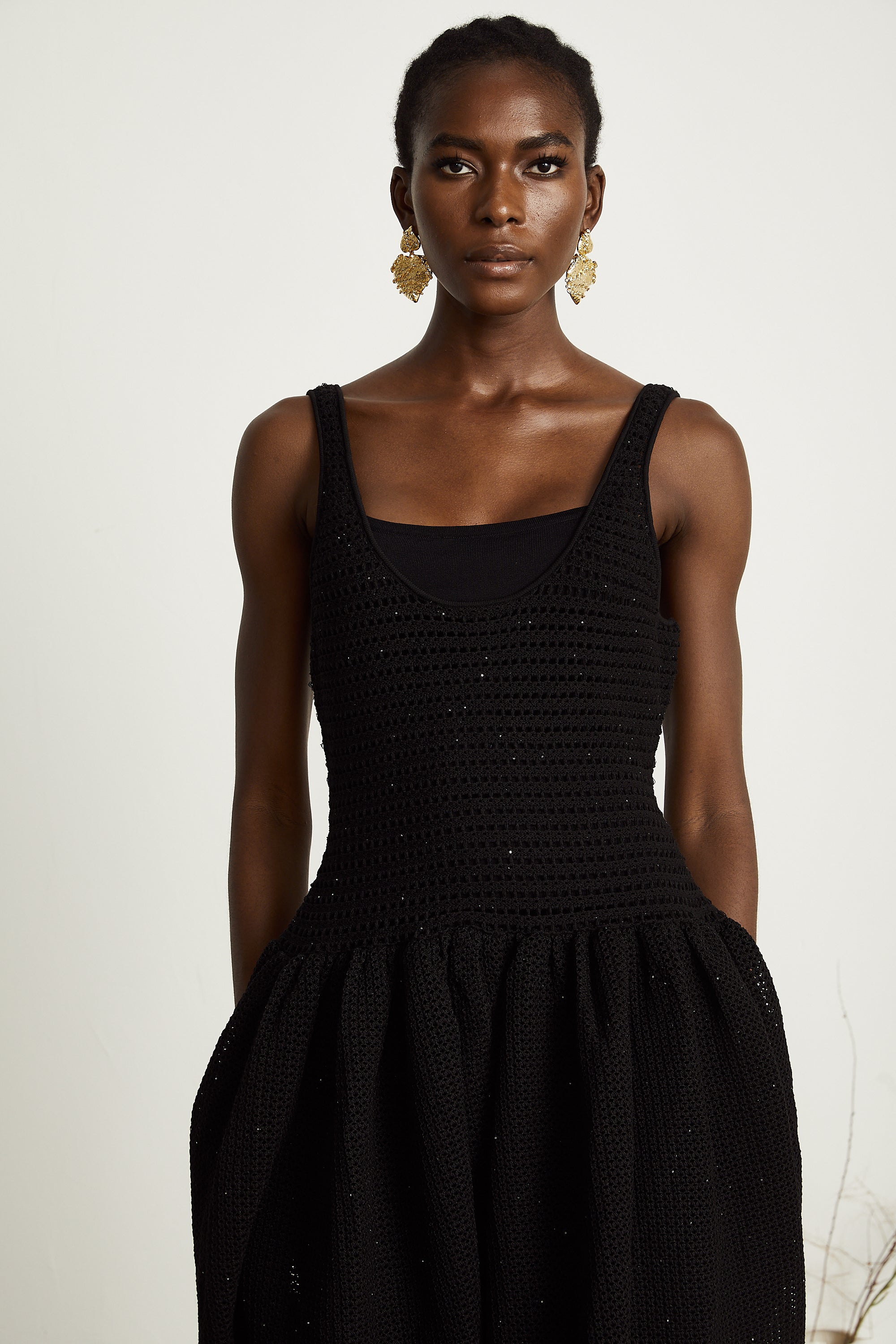 Clotilde black crochet-knit midi dress (Final Sale)