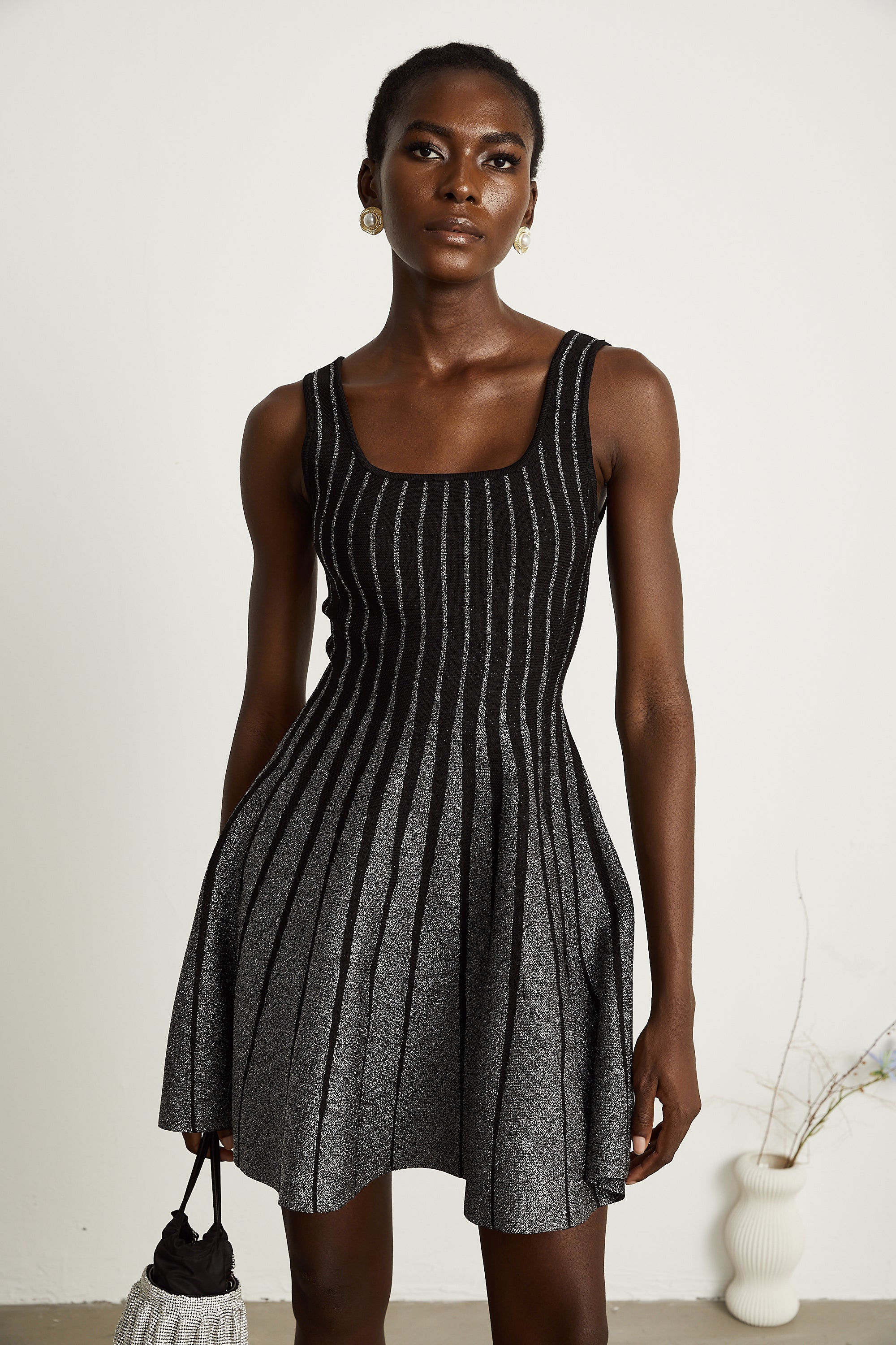 Anouk black glittered flared mini dress (Final Sale-US Only)