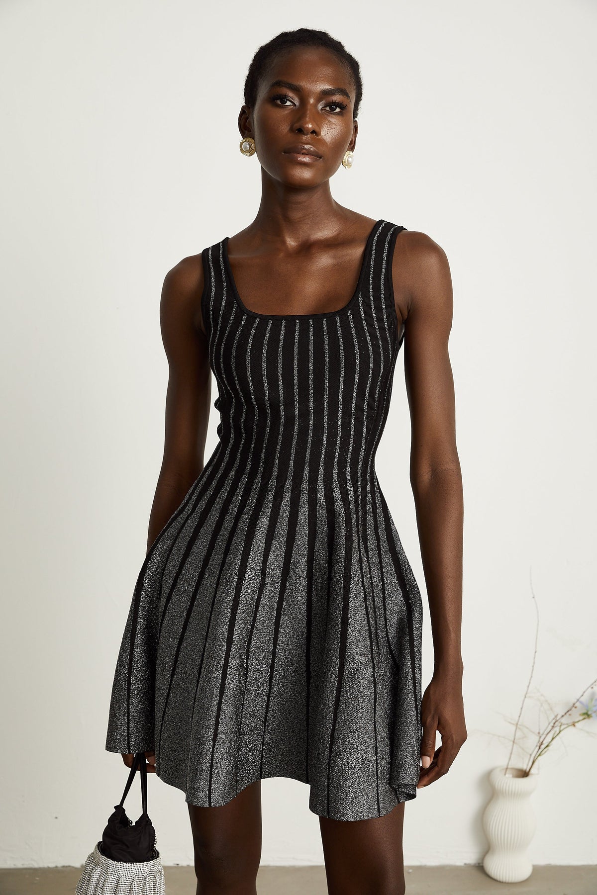 Anouk black glittered flared mini dress (Final Sale-US Only)