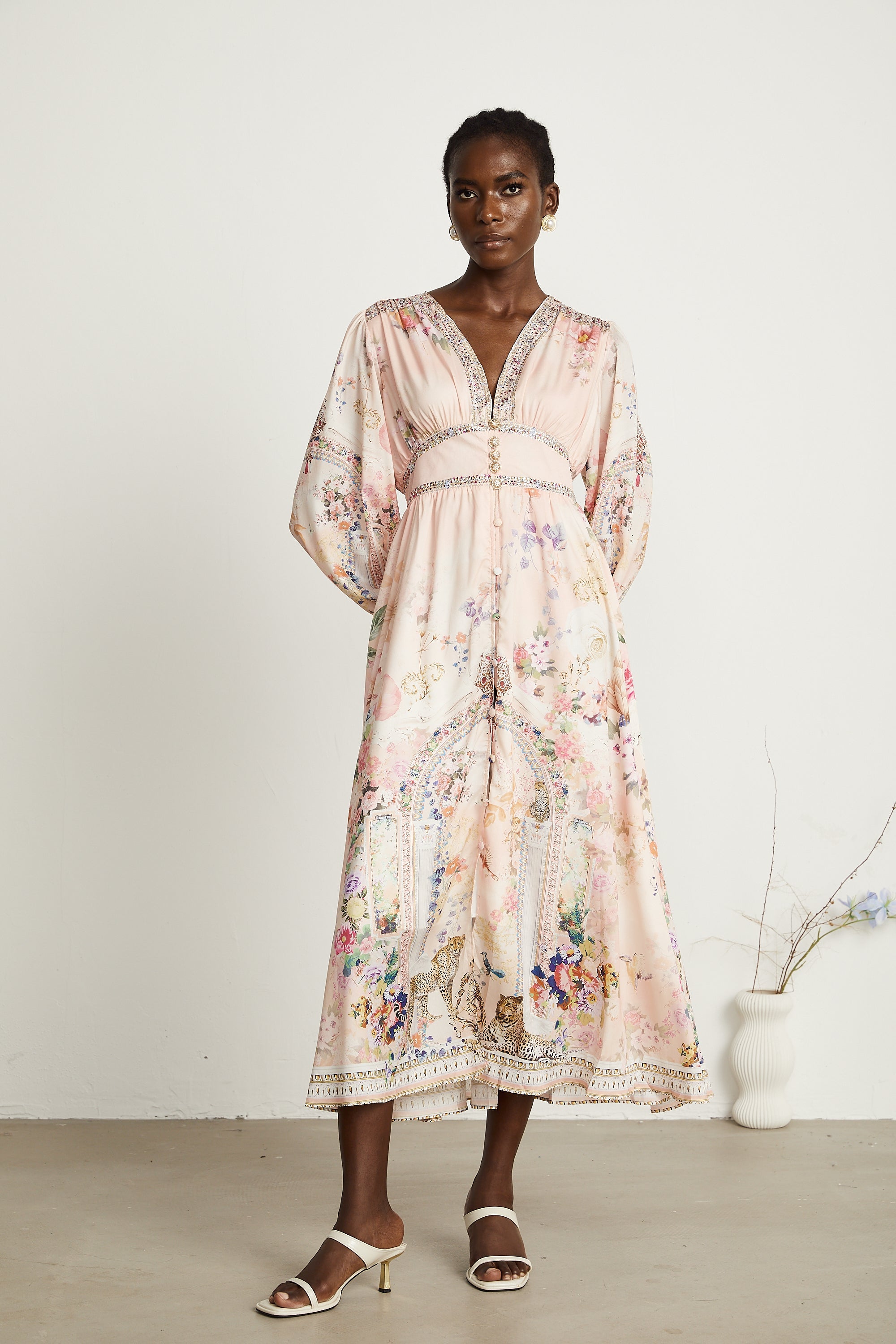 Audrey graphic rhinestone-embellished midi dress (US Only)