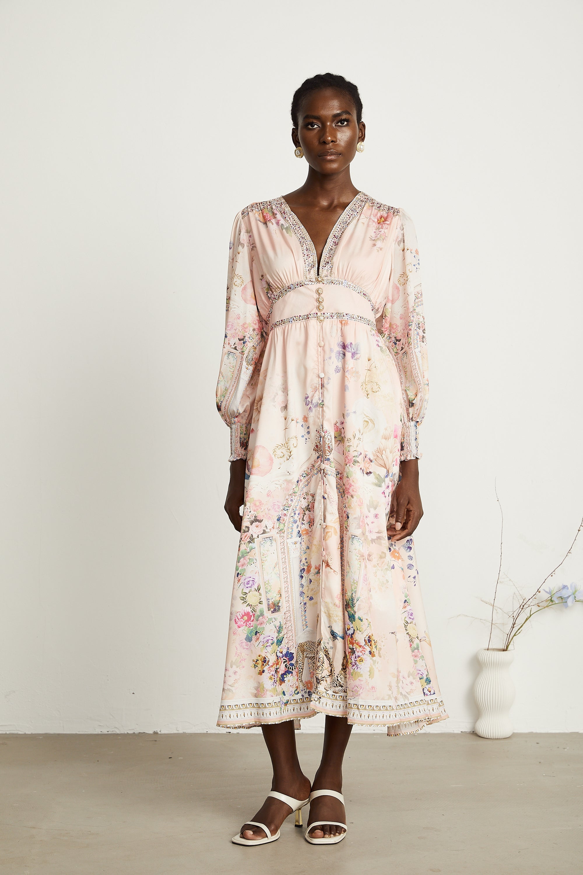 Audrey graphic rhinestone-embellished midi dress (US Only)