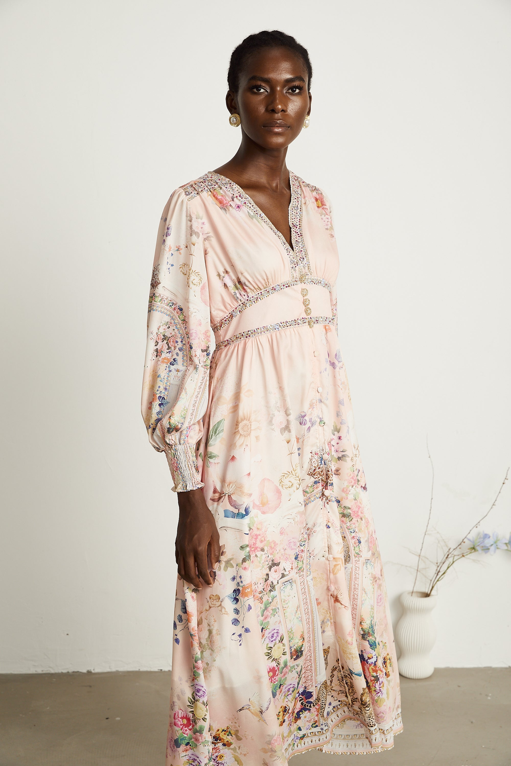 Audrey graphic rhinestone-embellished midi dress (US Only)