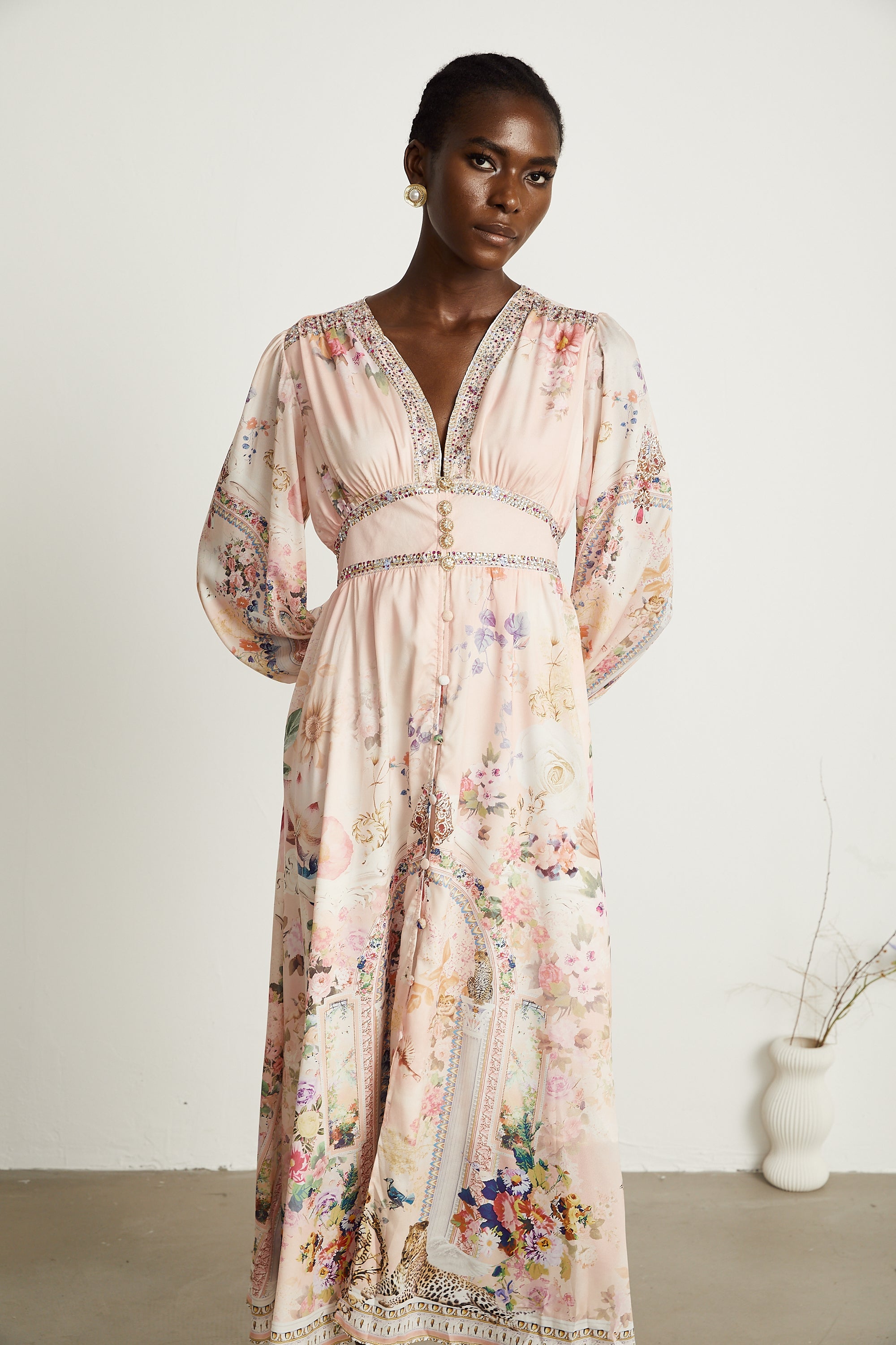Audrey graphic rhinestone-embellished midi dress (US Only)
