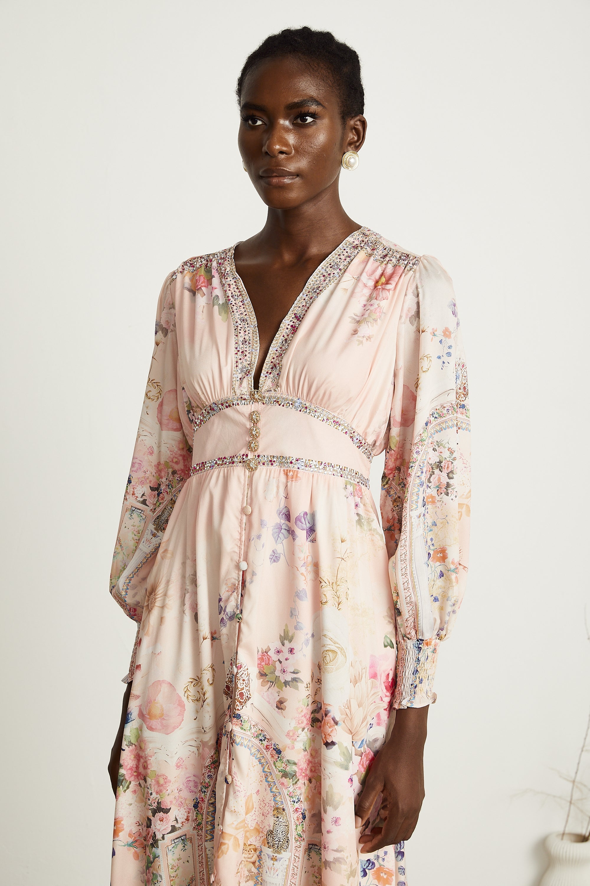 Audrey graphic rhinestone-embellished midi dress (US Only)