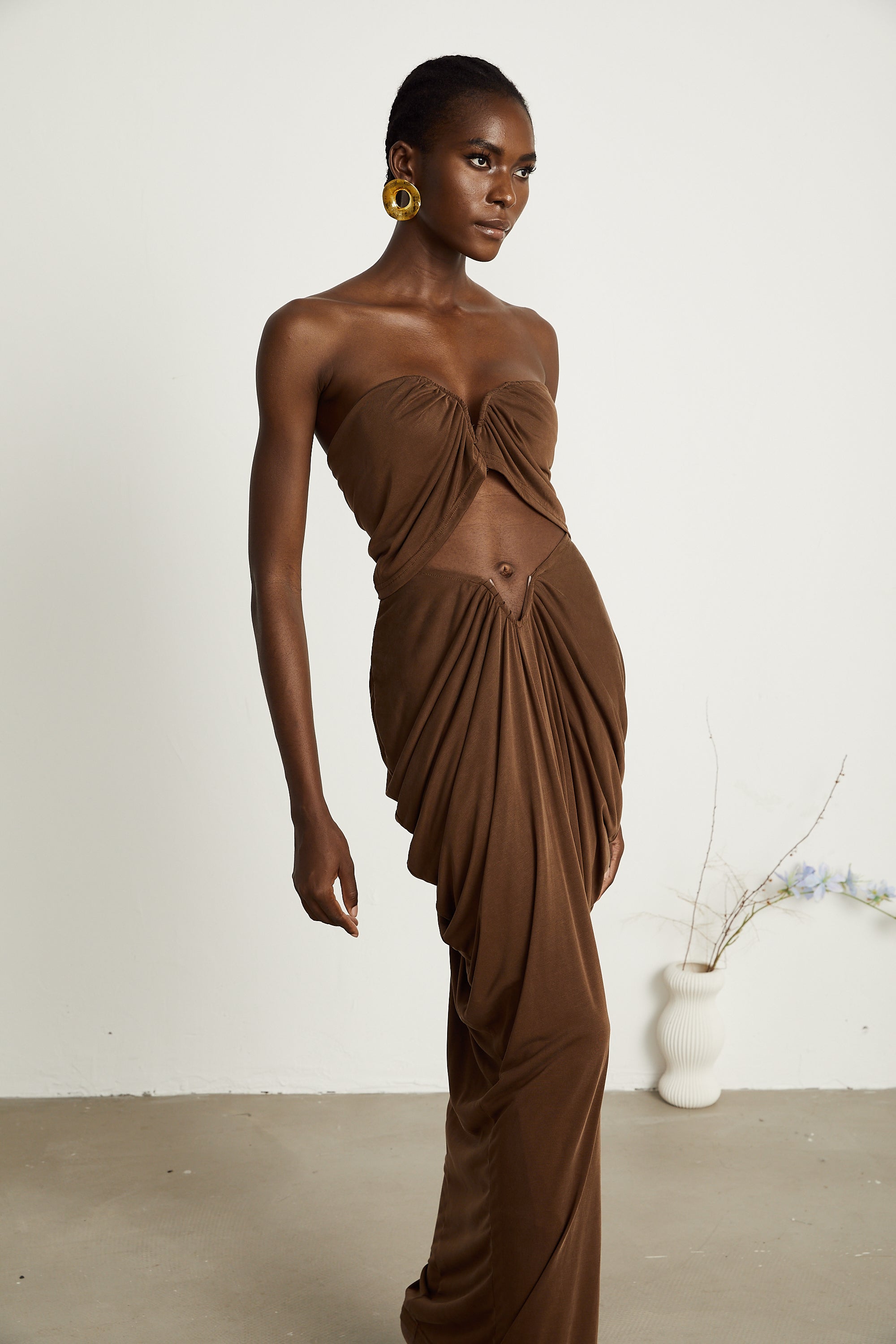 Félicité brown ruched top & skirt matching set (US Only)