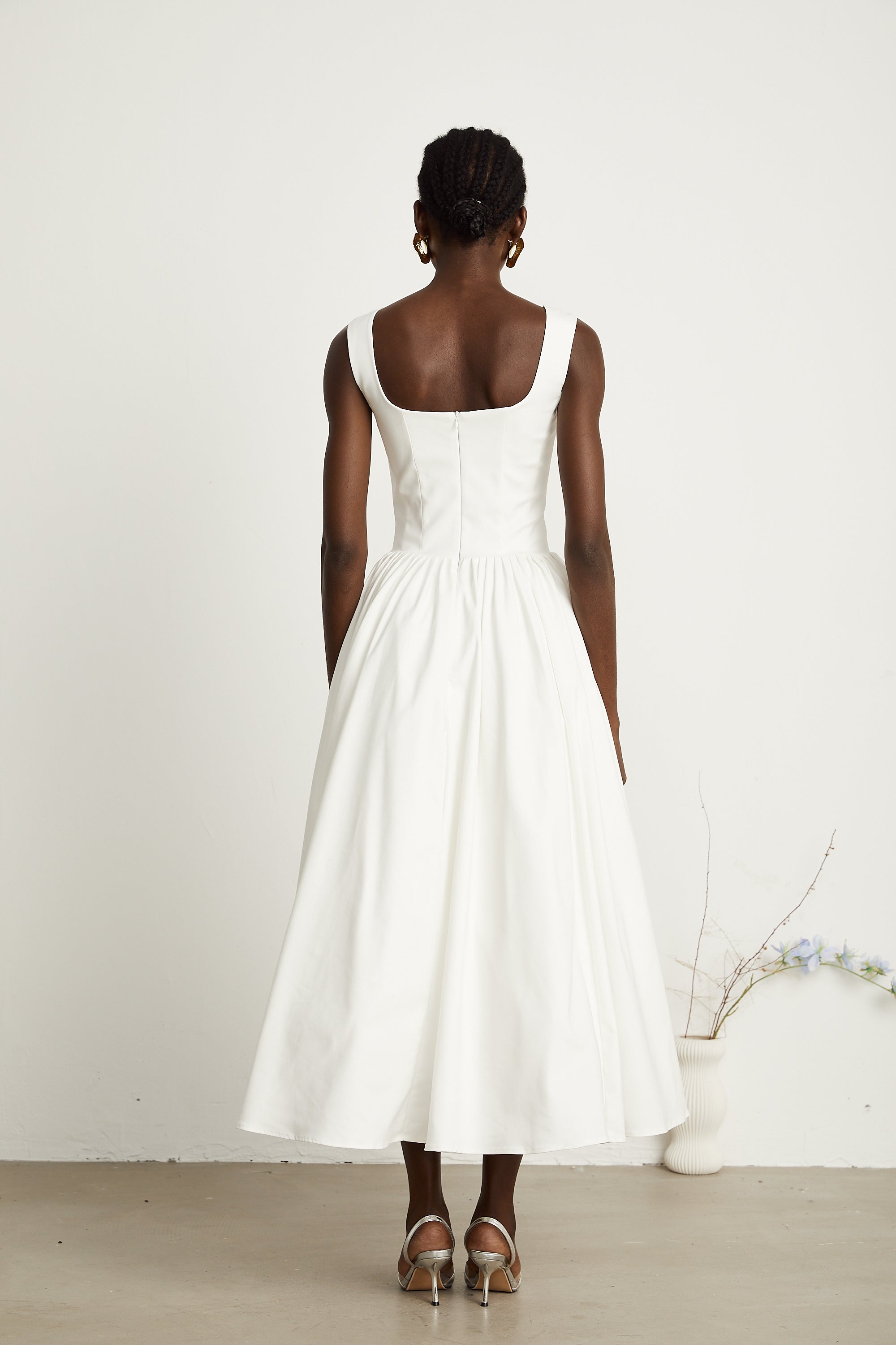 Sadie white pleated corset gown dress (Final Sale-US Only)