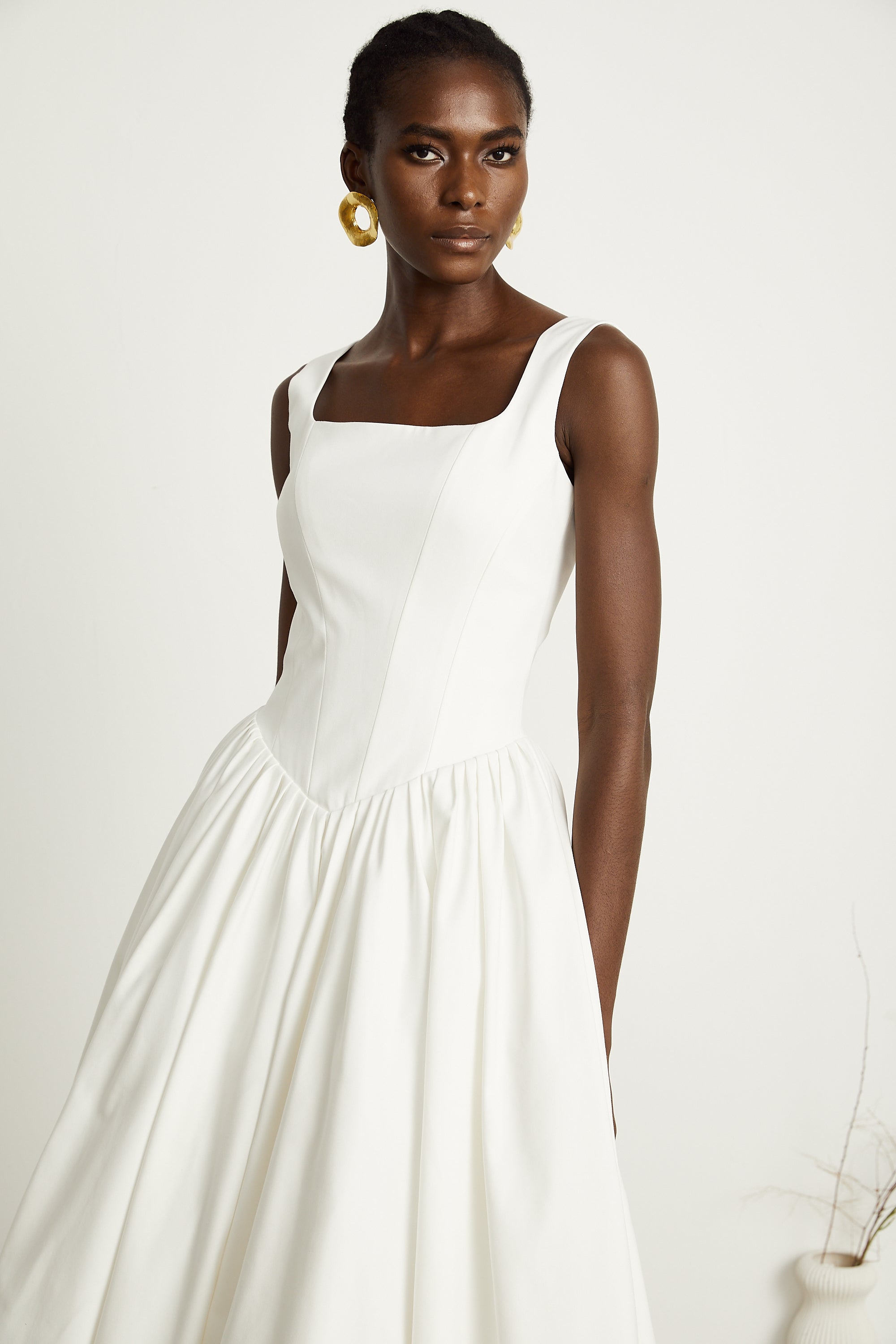 Sadie white pleated corset gown dress (Final Sale-US Only)