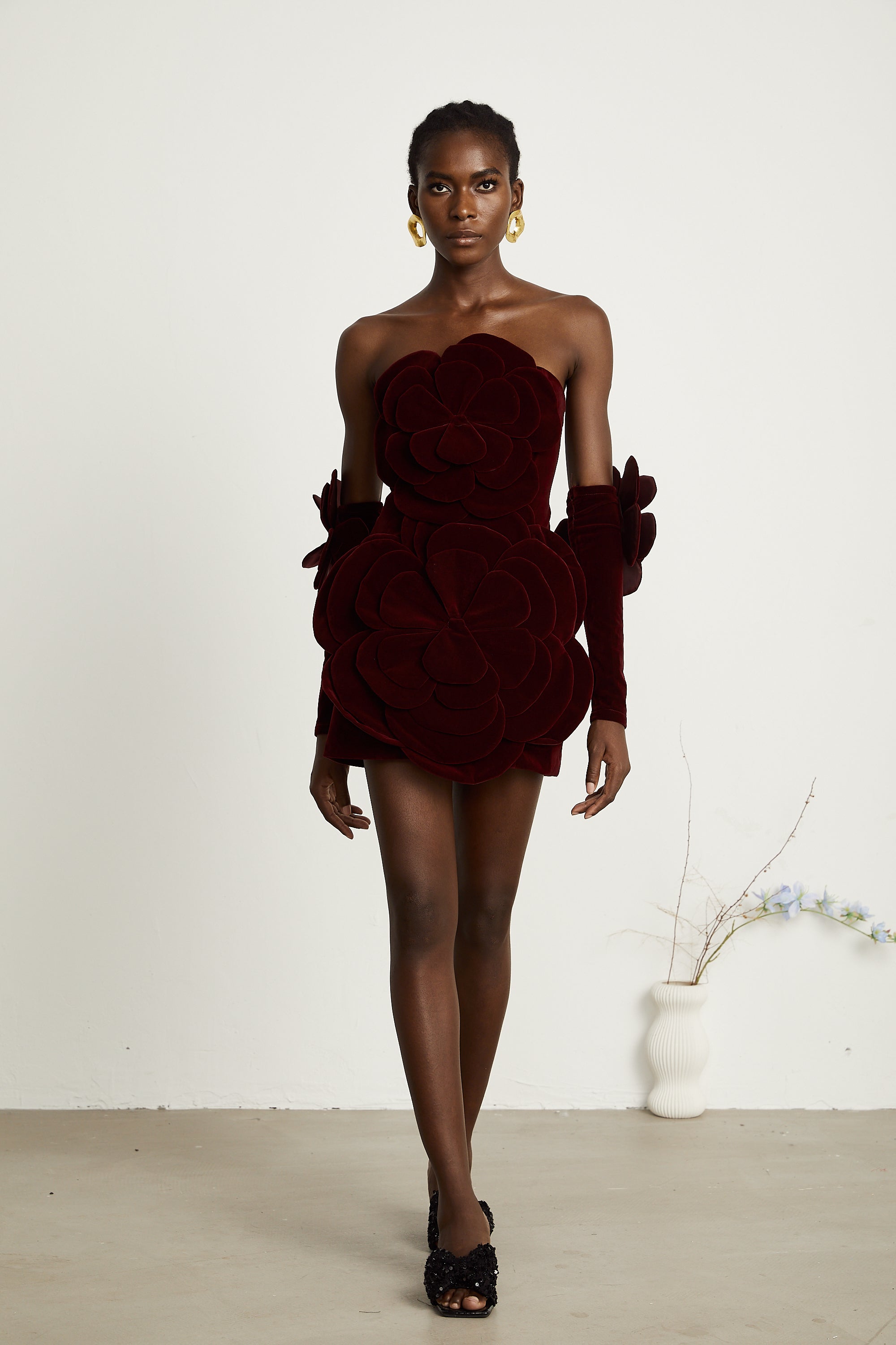 Azura Red Floral Appliqué Mini Dress (Final Sale-US Only)