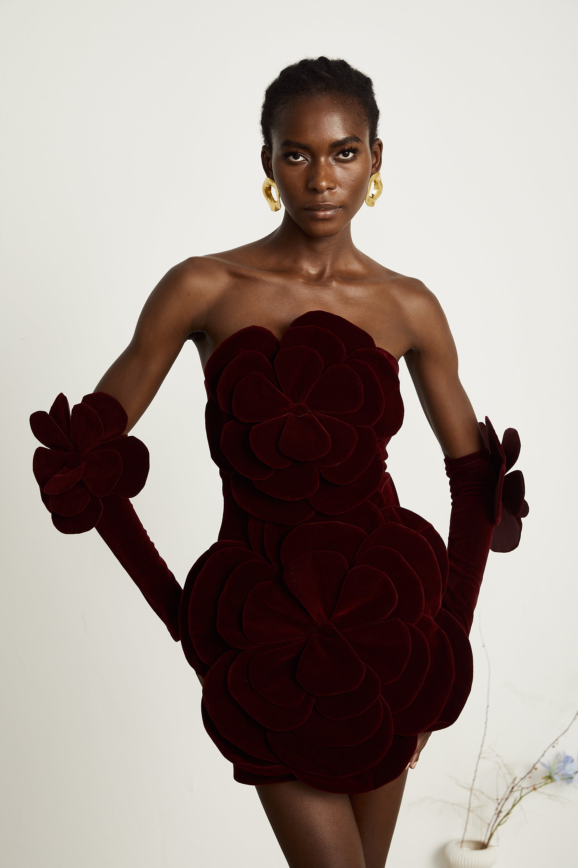 Azura Red Floral Appliqué Mini Dress (Final Sale-US Only)