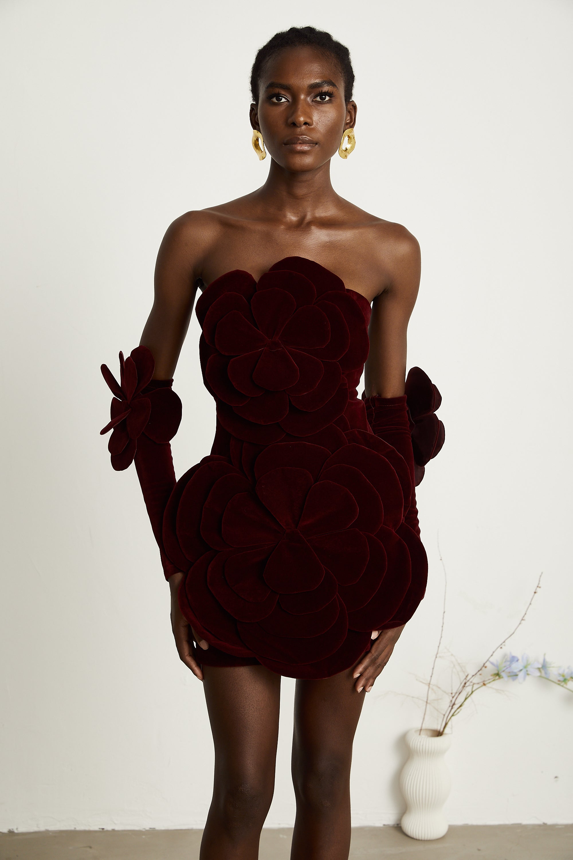 Azura Red Floral Appliqué Mini Dress (Final Sale-US Only)