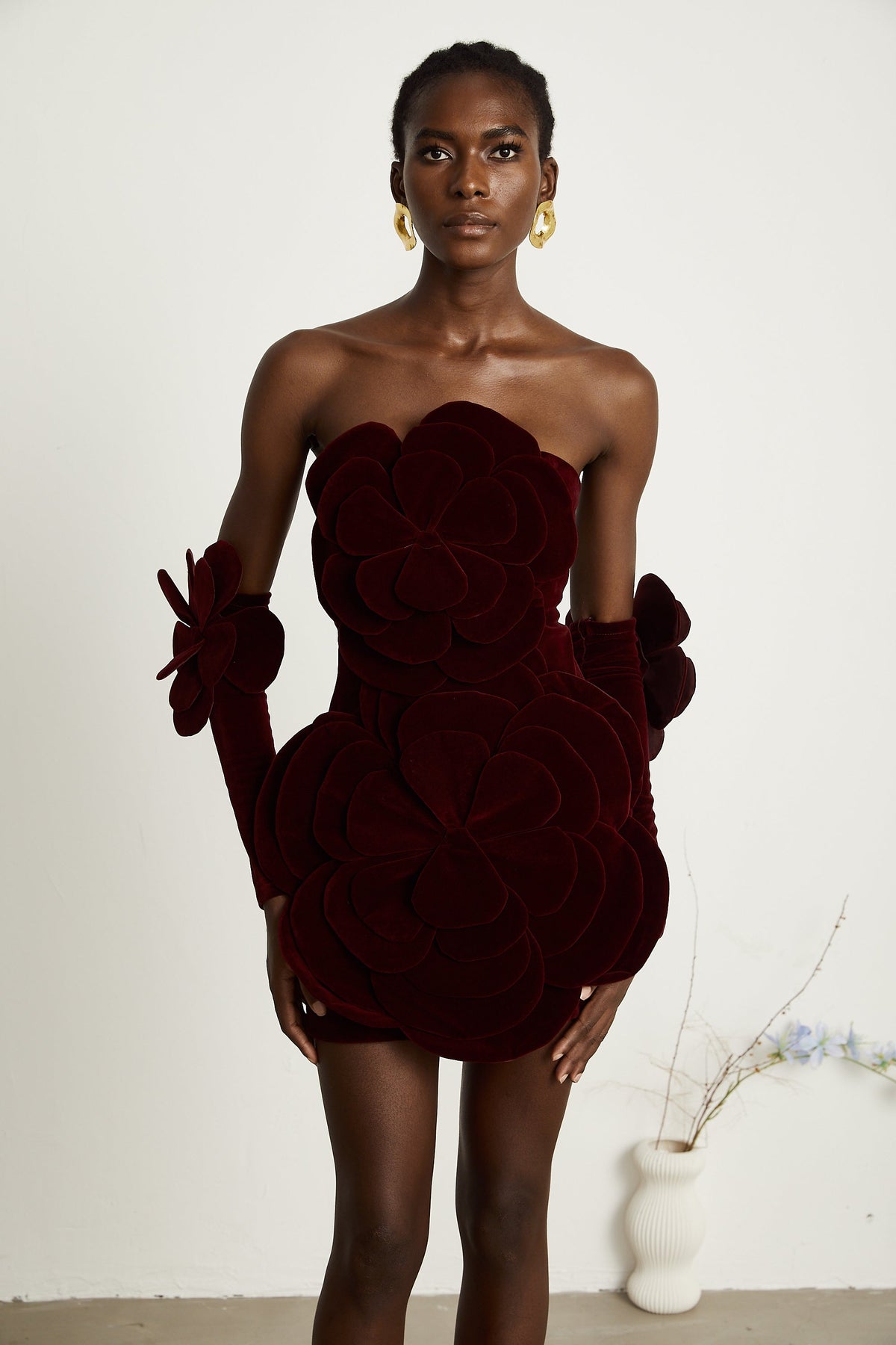 Azura Red Floral Appliqué Mini Dress (Final Sale-US Only)